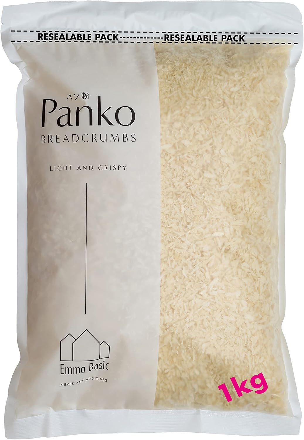 Emma Basic Panko Breadcrumbs 10mm Long Needle Shape 1kg Resealable Bag