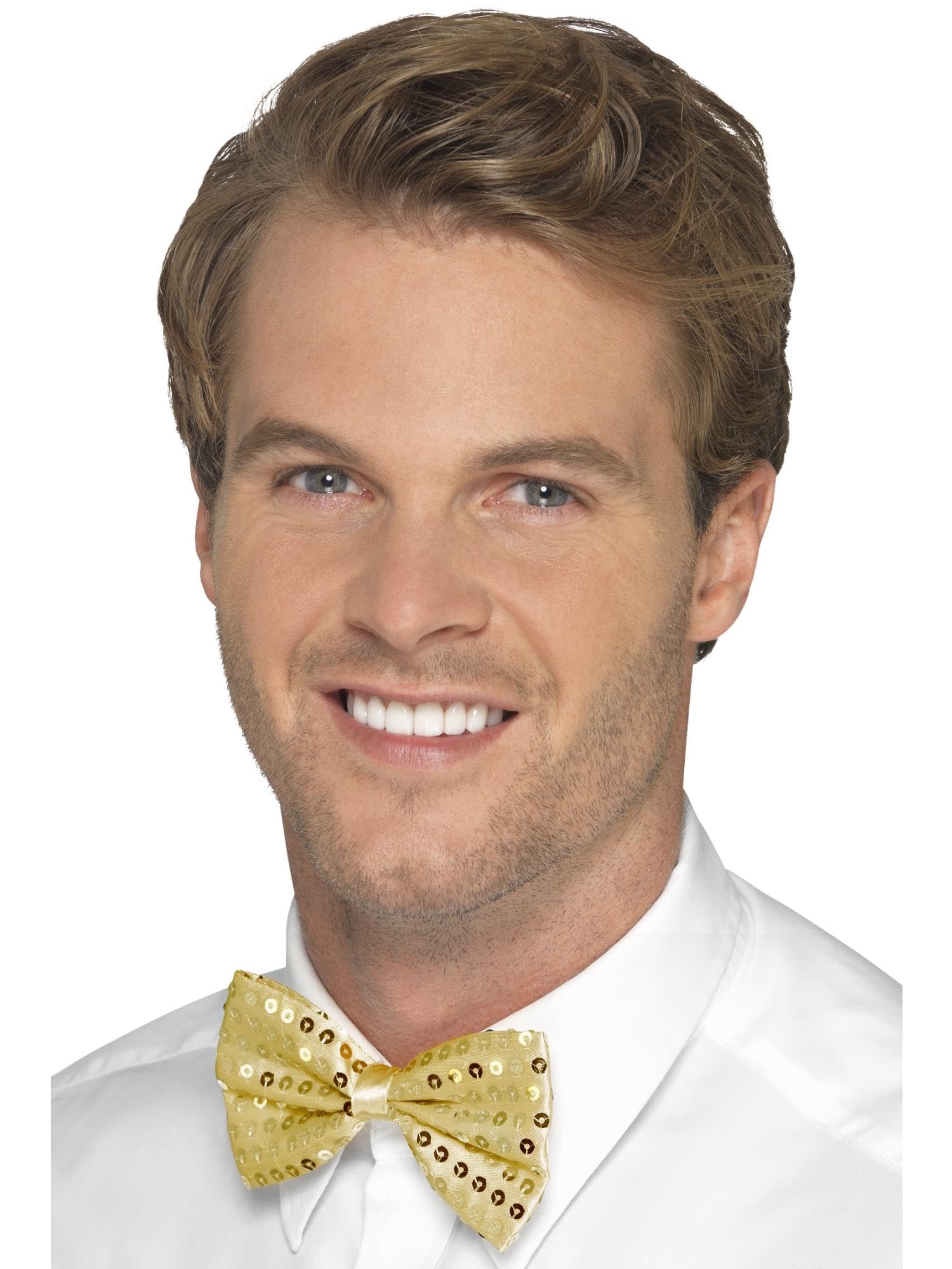 Smiffys Sequin Bow Tie - Gold - Fancy Dress & Carnival Party Accessory 3