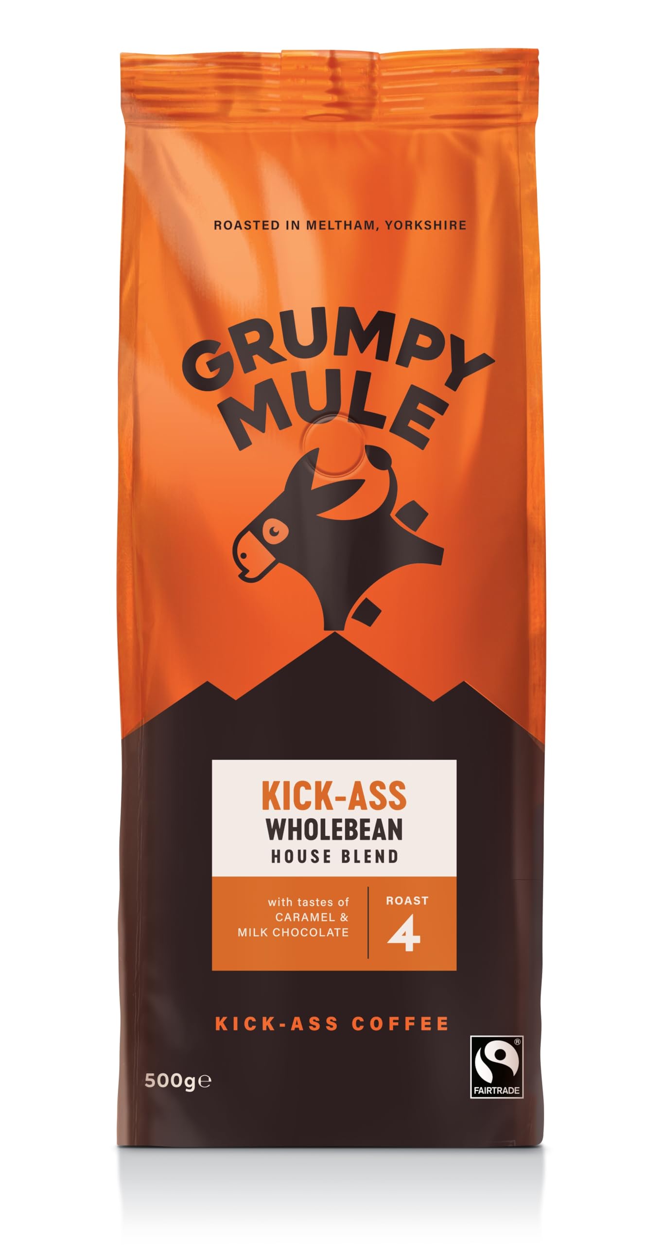 Grumpy Mule Kick-Ass House Blend Whole Coffee Beans - Caramel & Milk Chocolate Notes