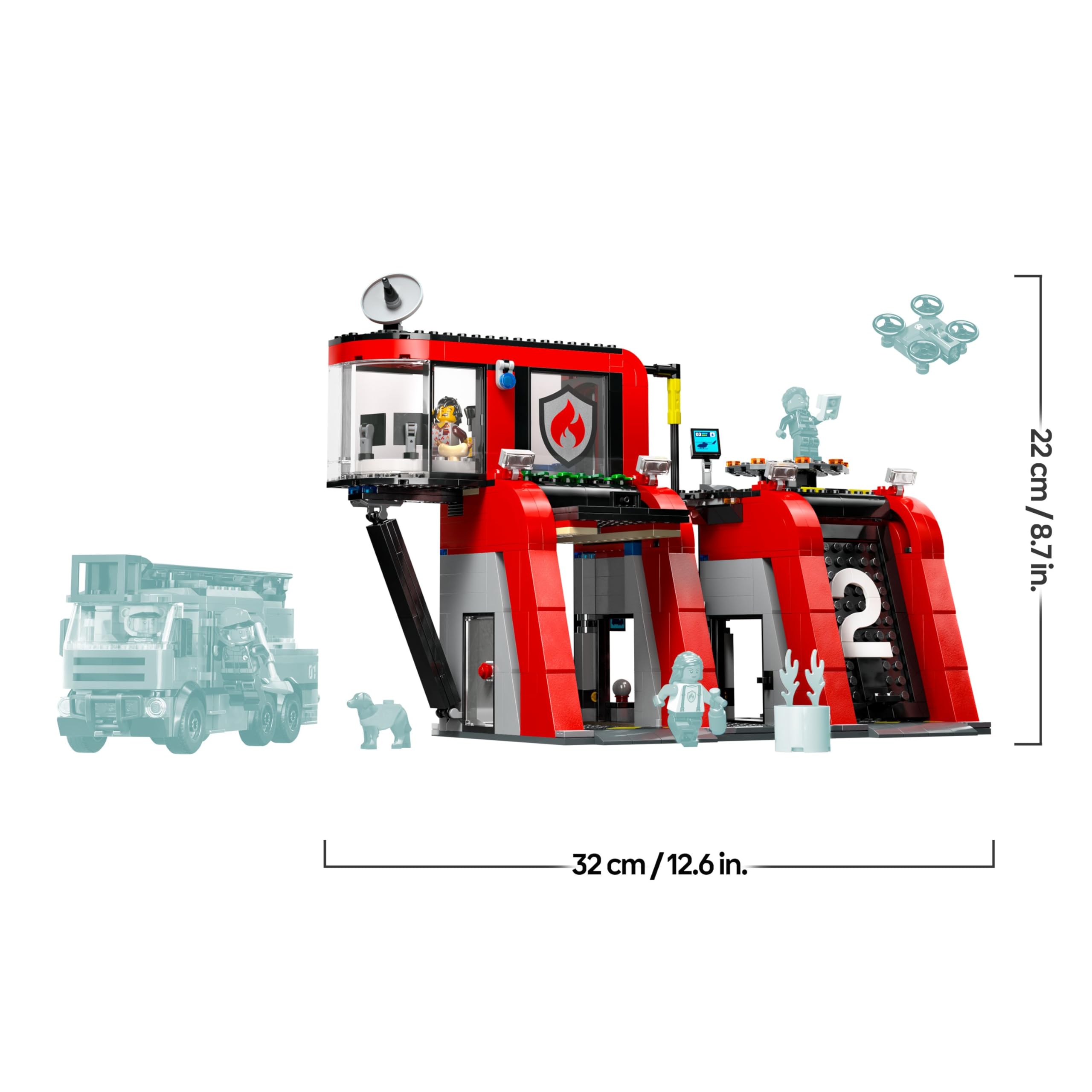 LEGO City Fire Station with Fire Engine Toy Playset | Model 60414 | Ages 6+ 9