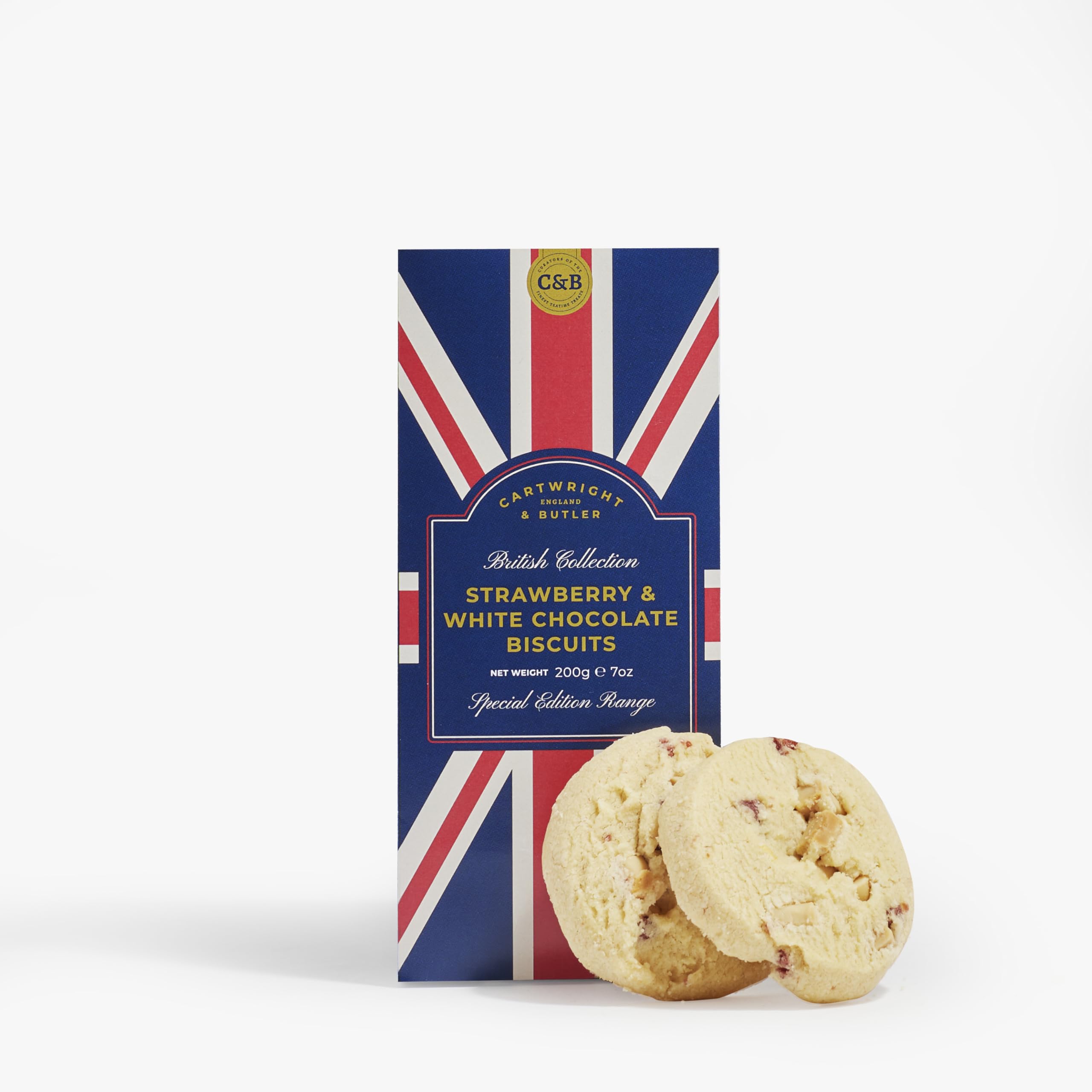Cartwright & Butler Great British Collection - Strawberry & White Chocolate Biscuits | 200g Carton