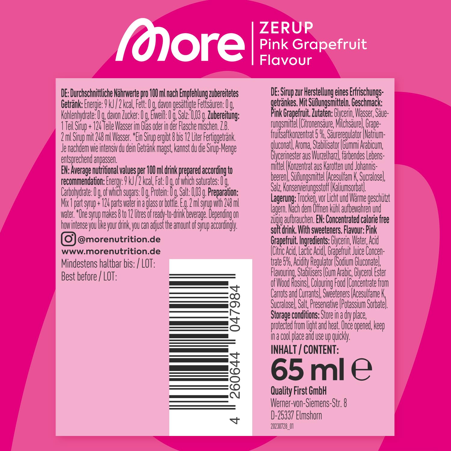 MORE Zerup Pink Grapefruit Null Kalorien Sirup mit echten Fruchtextrakten, 6 oz 4