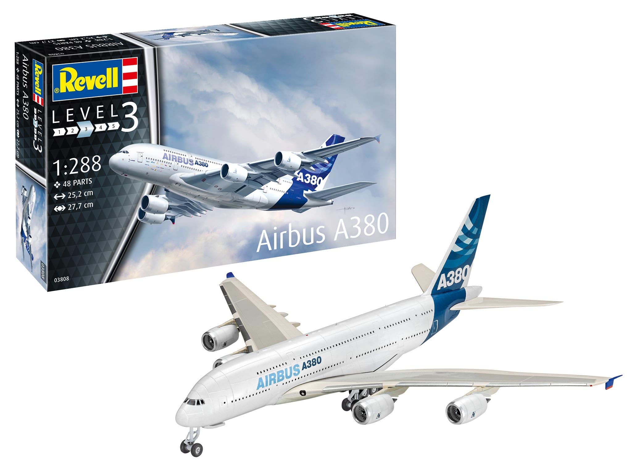 Revell 03808 Airbus A380-800 Model Kit - 1:288 Scale Plastic Aircraft Building Kit for Ages 10+