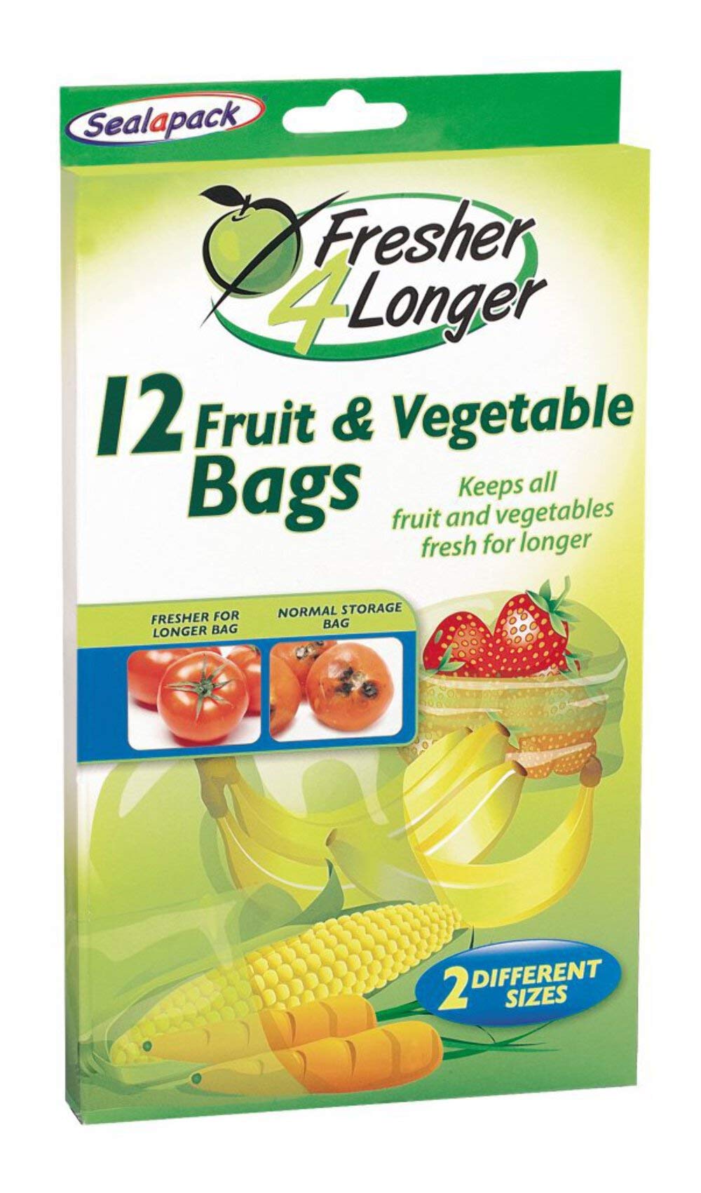 Sealapack Fresh For Longer Fruit & Veg Storage Bags - 12 Pack, Green