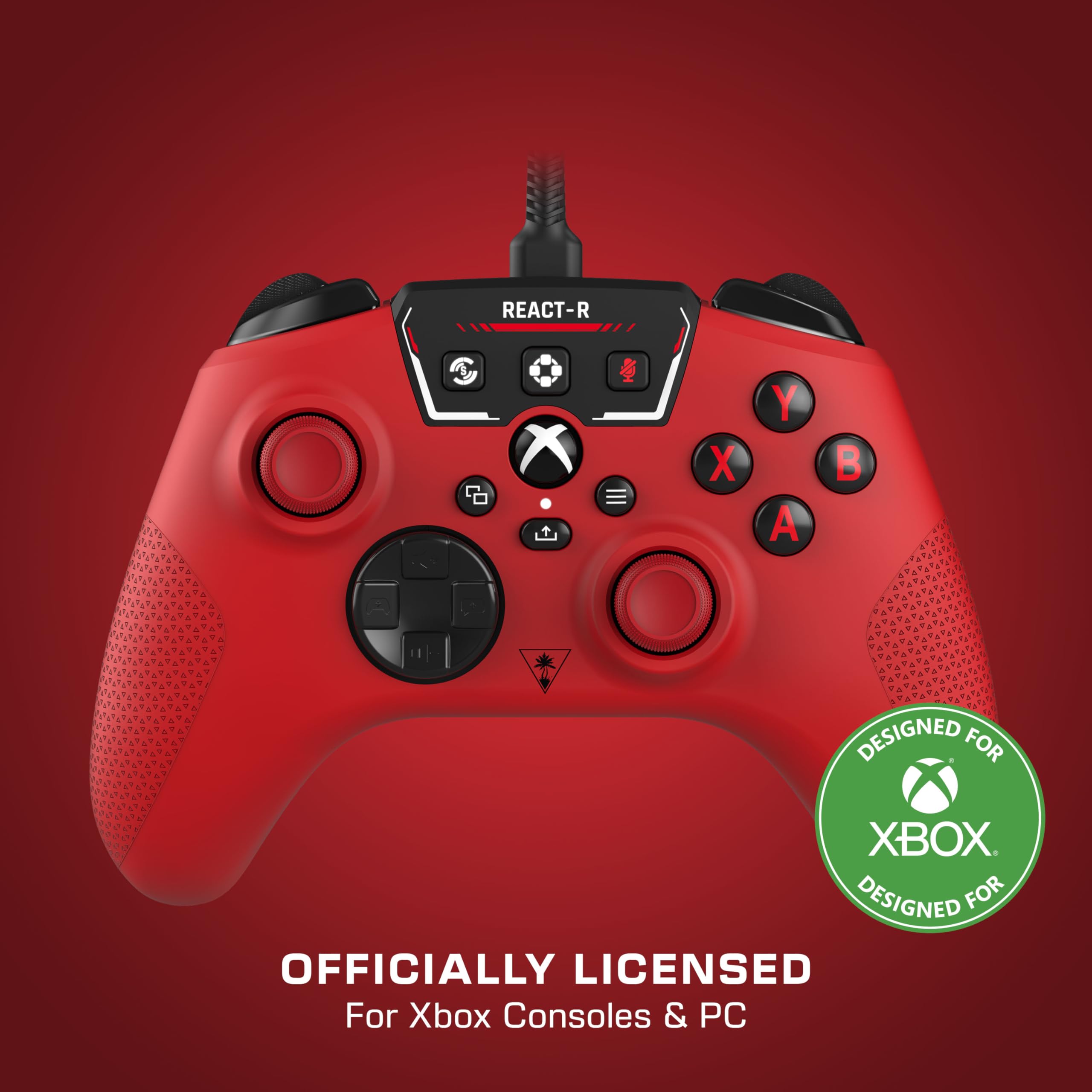 Turtle Beach REACT-R Red Wired Gaming Controller for Xbox Series X|S, Xbox One & PC - Officially Licensed 4