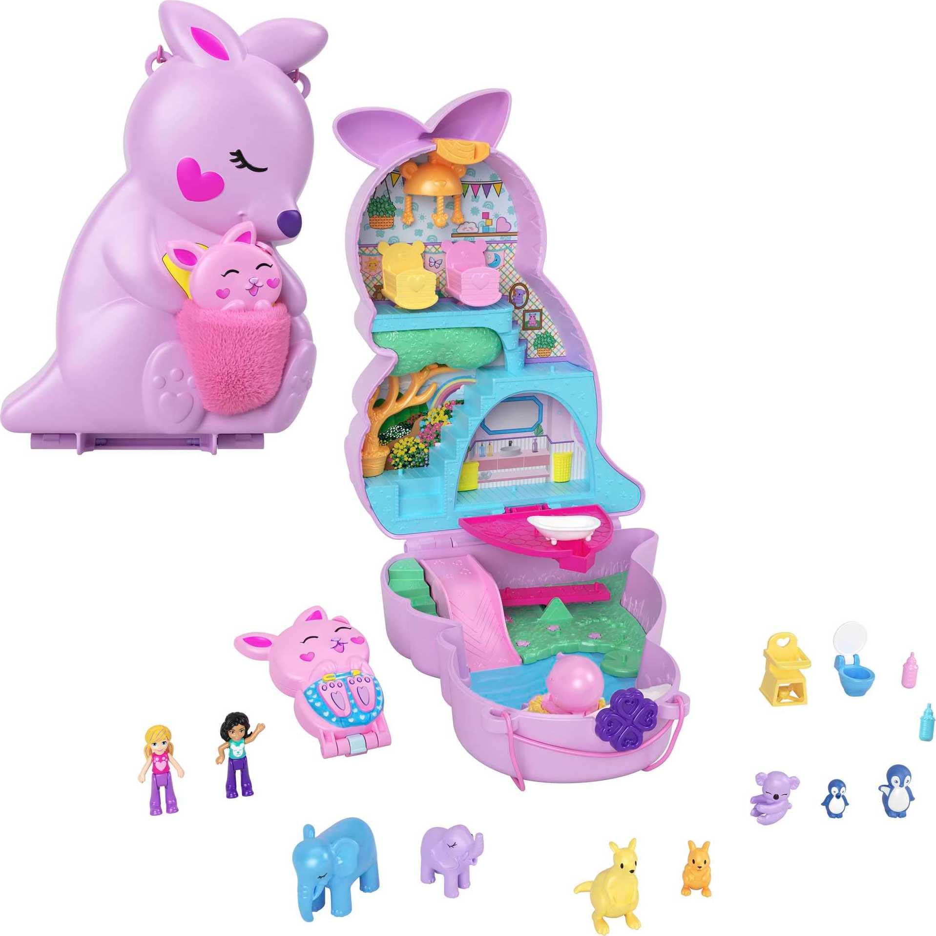 Polly Pocket Mama and Joey Kangaroo Purse 2-in-1 Compact Playset - Ages 4+ 7