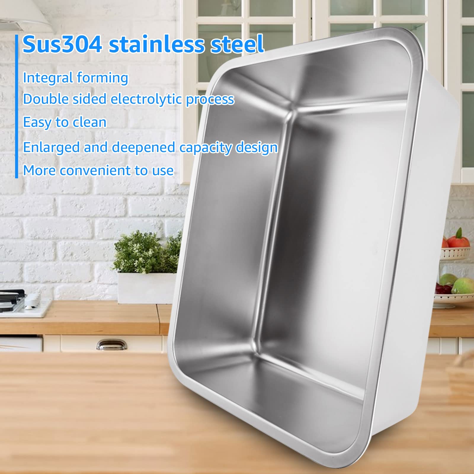ASelected - Stainless Steel Large Rectangular Washing Up Bowl 17L 5