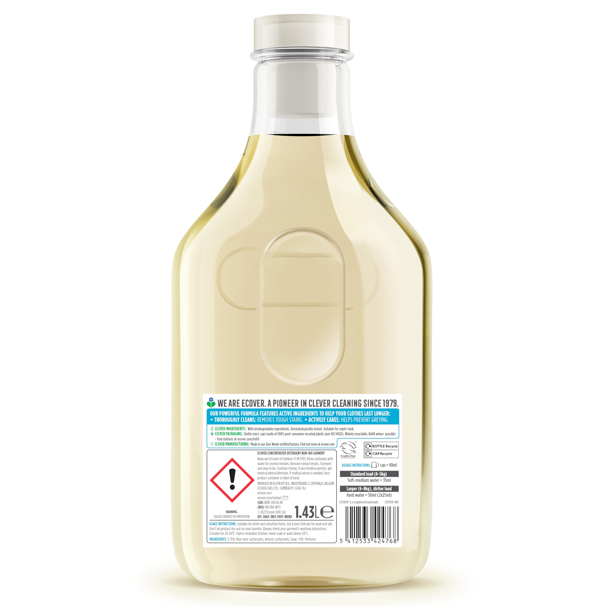 Ecover Concentrated Non-Bio Liquid Laundry Detergent - Lavender & Sandalwood Scent | 1.43 L