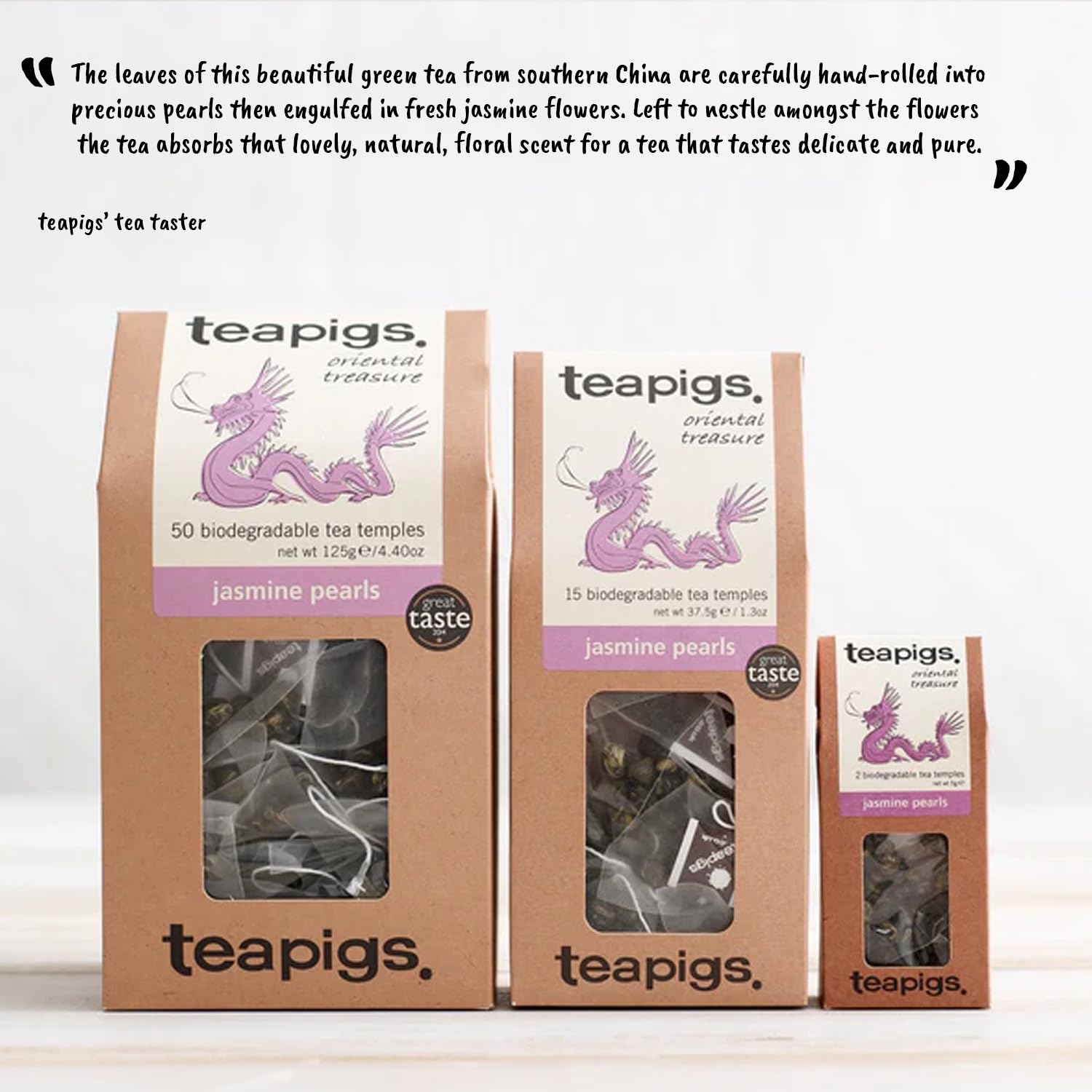 teapigs Jasmine Pearls Green Tea - Hand-Rolled Jasmine Infused Tea Bags, 50 Biodegradable Tea Temples 6