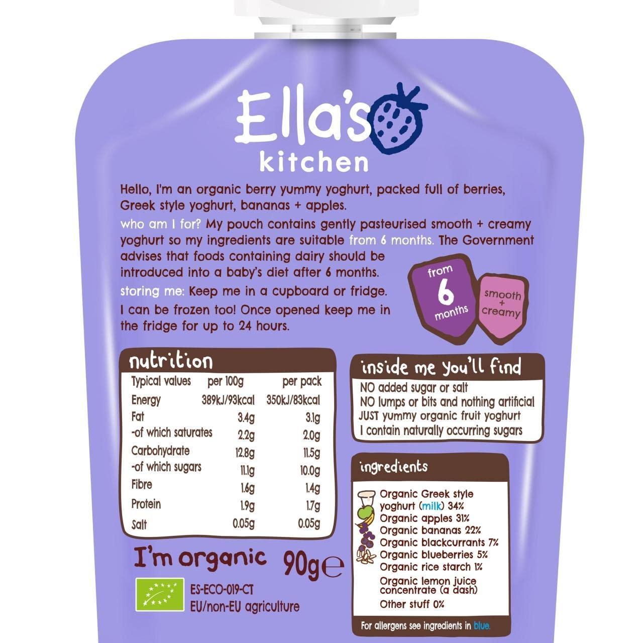 Ella's Kitchen - Organic Berry Greek Yoghurt Snack for Babies 90g (pack of 6) 5