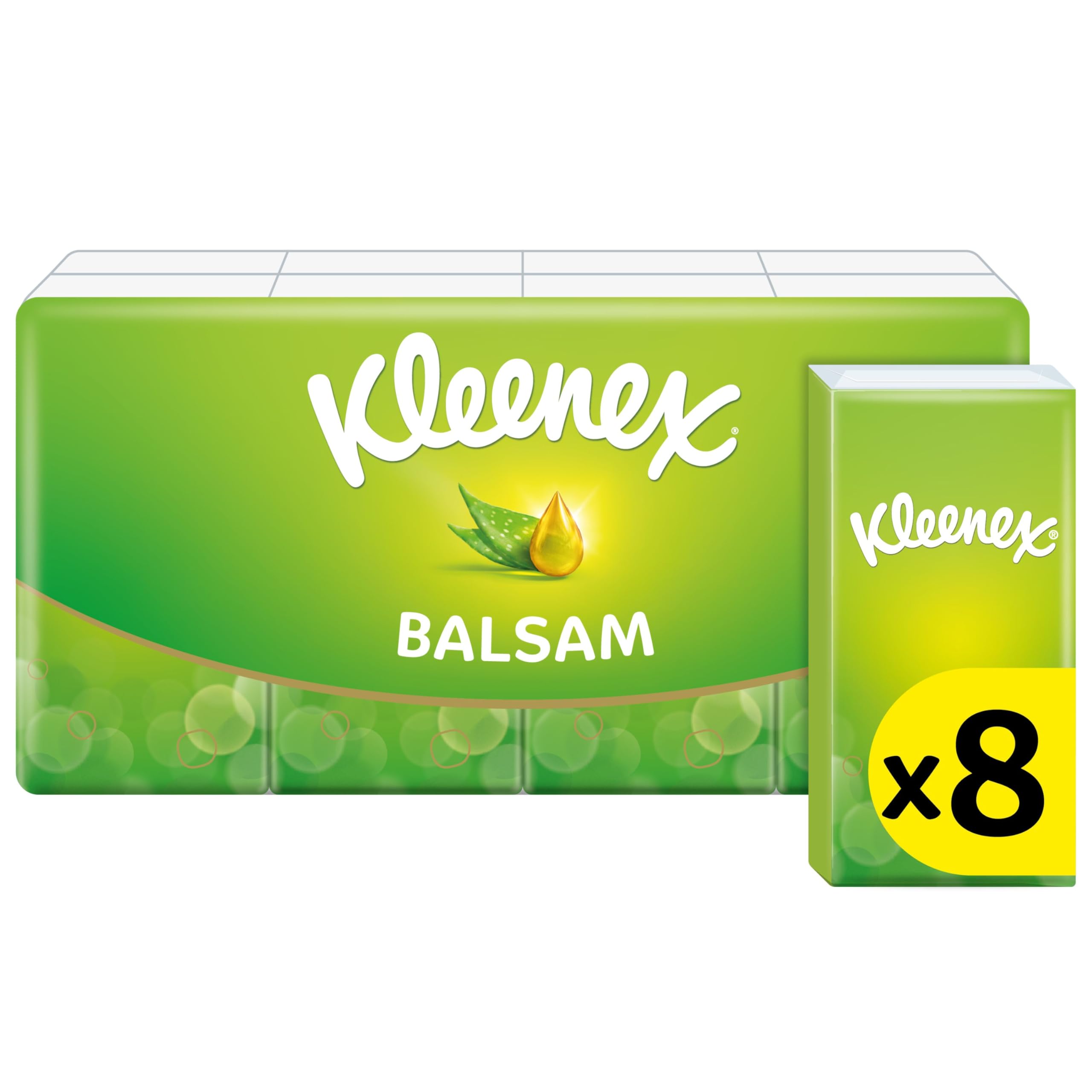 Kleenex Balsam Taschentücher – 8er-Pack Reisetücher mit BalmCare-Schutz