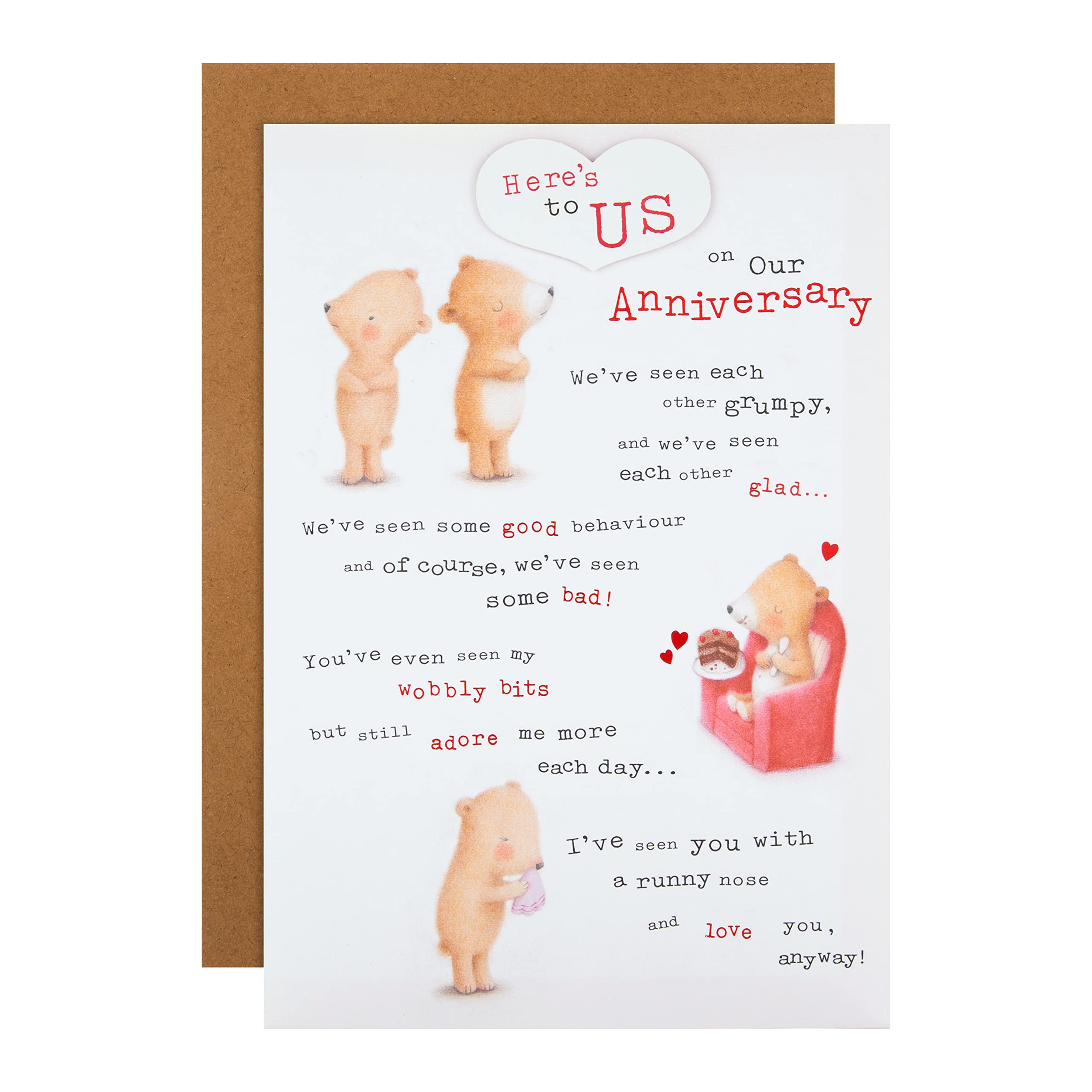 Hallmark Anniversary Card - Cute Ted & Ginger Design with 3D Heart Attachment