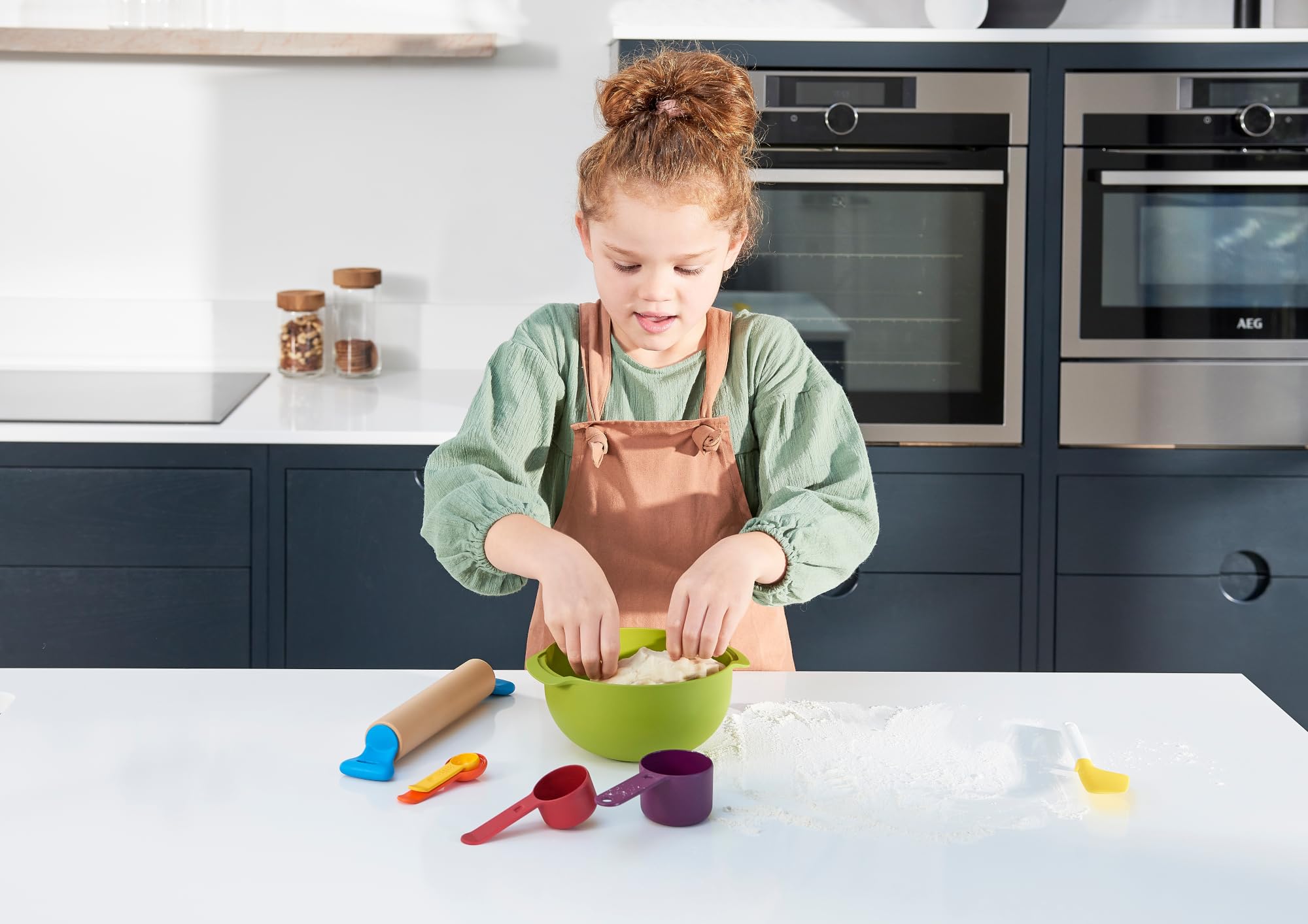 Casdon Joseph Joseph Bake Set - Toy Kitchen Playset for Kids Aged 3+ | Includes Whisk, Rolling Pin, Cups