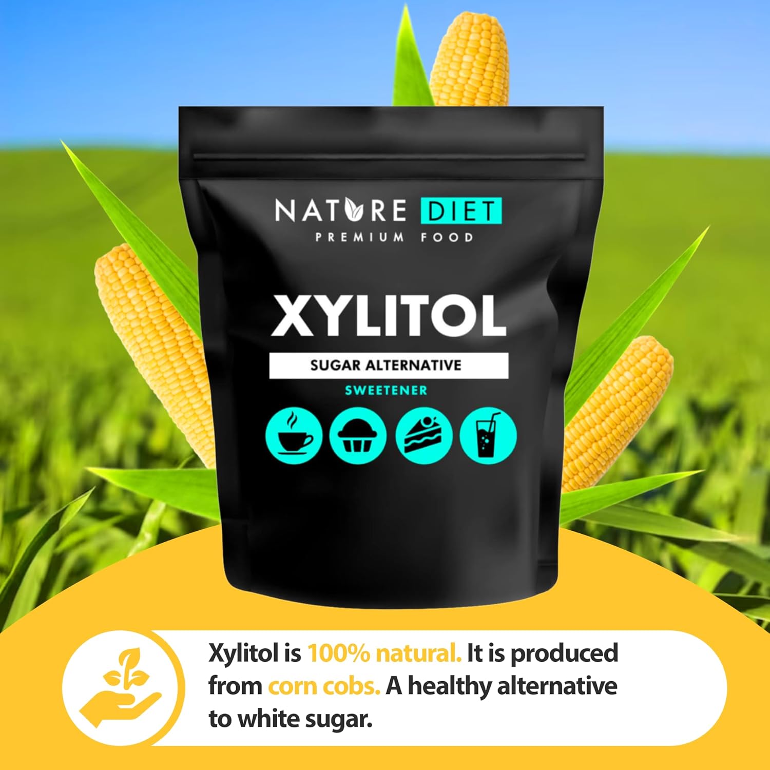 Nature Diet - Xylitol 1 kg | 100 % natürlicher Süßstoff auf Pflanzenbasis | Zuckerersatz mit niedrigem glykämischen Index 4