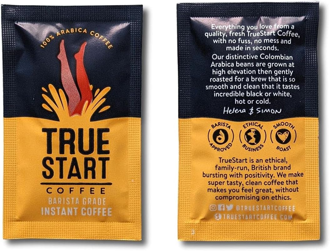 TrueStart Barista Grade Instant Coffee - 360g (200 Sachets), Premium Freeze-Dried Colombian Arabica