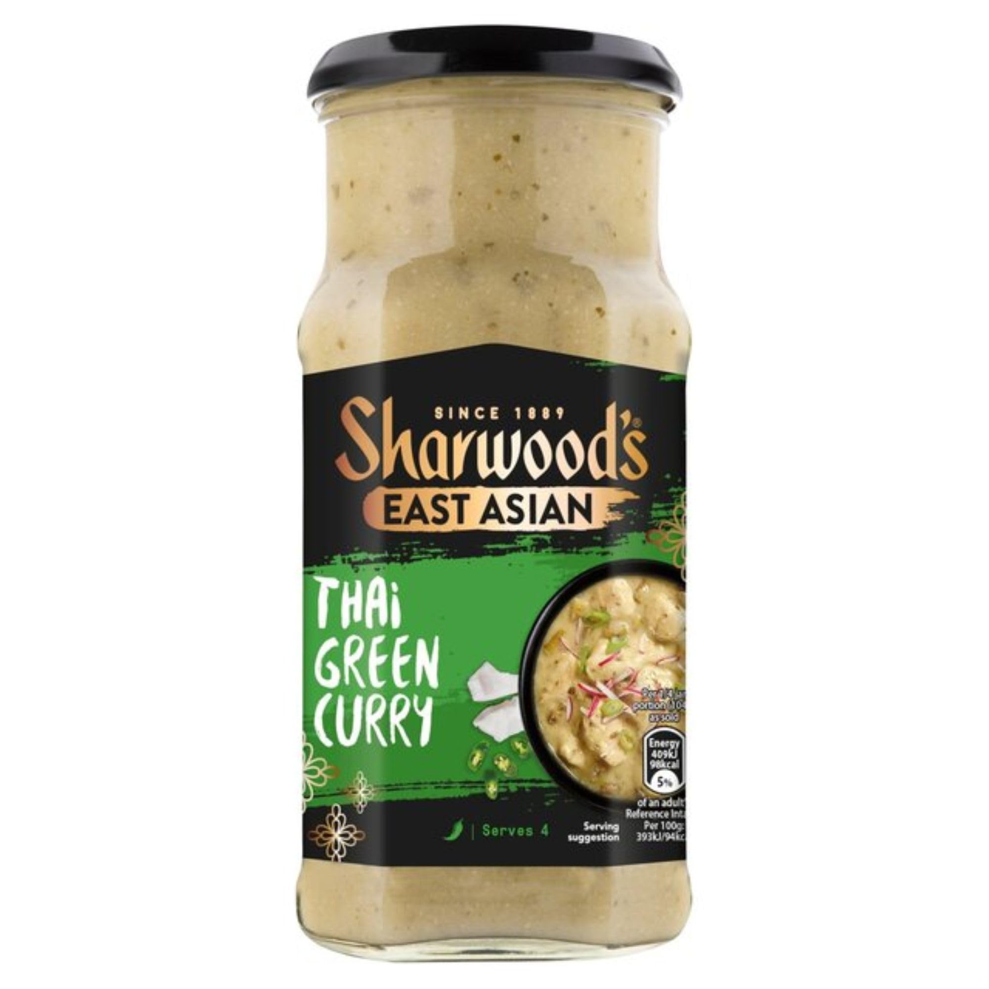 Sharwood's Thai Green Curry Sauce - Coconut Milk, Lemongrass & Green Chilli | 415g Jar