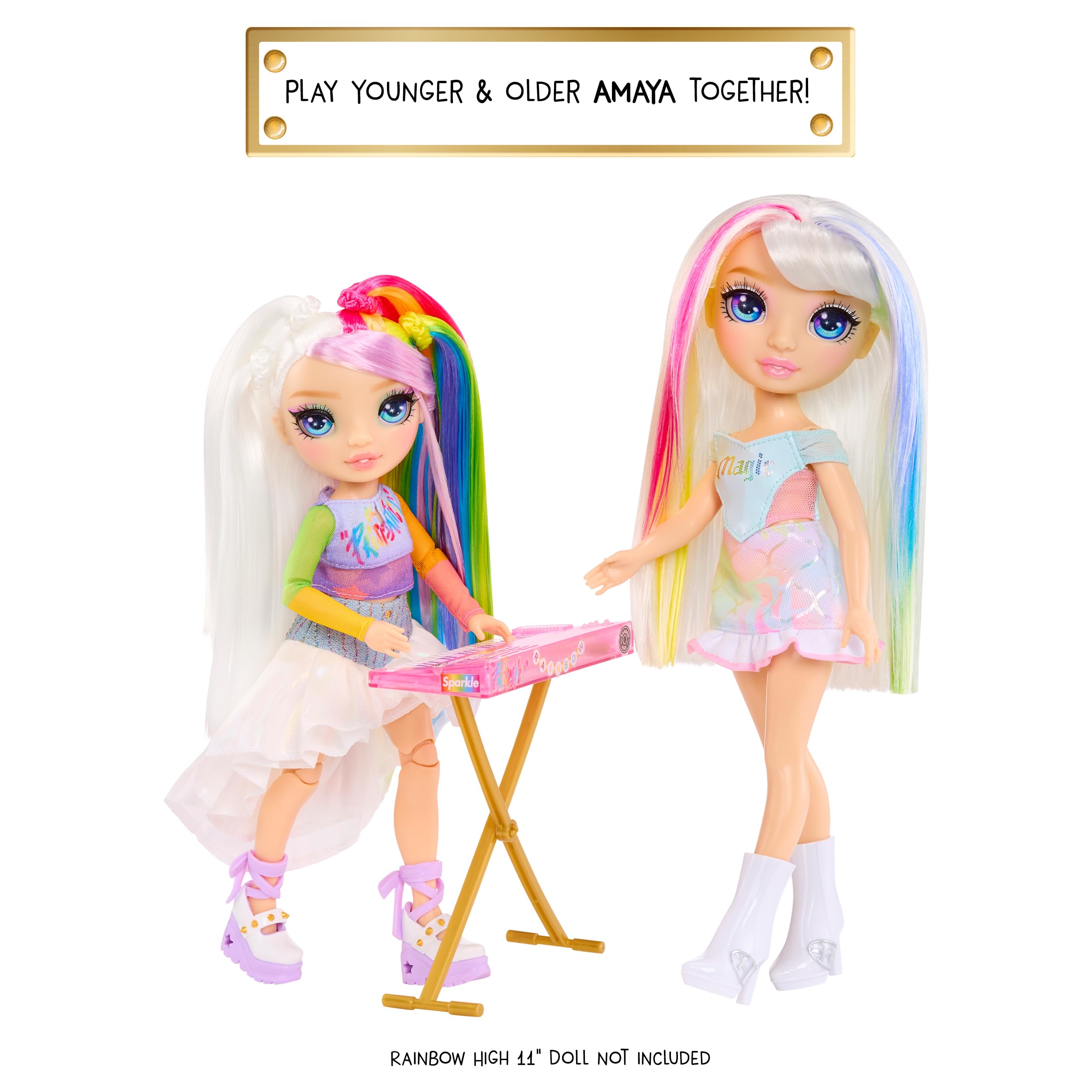 Rainbow High Junior High Rock Band - Amaya 23cm Fashion Doll with Keyboard & Stickers, Posable for Kids Ages 4+ 6
