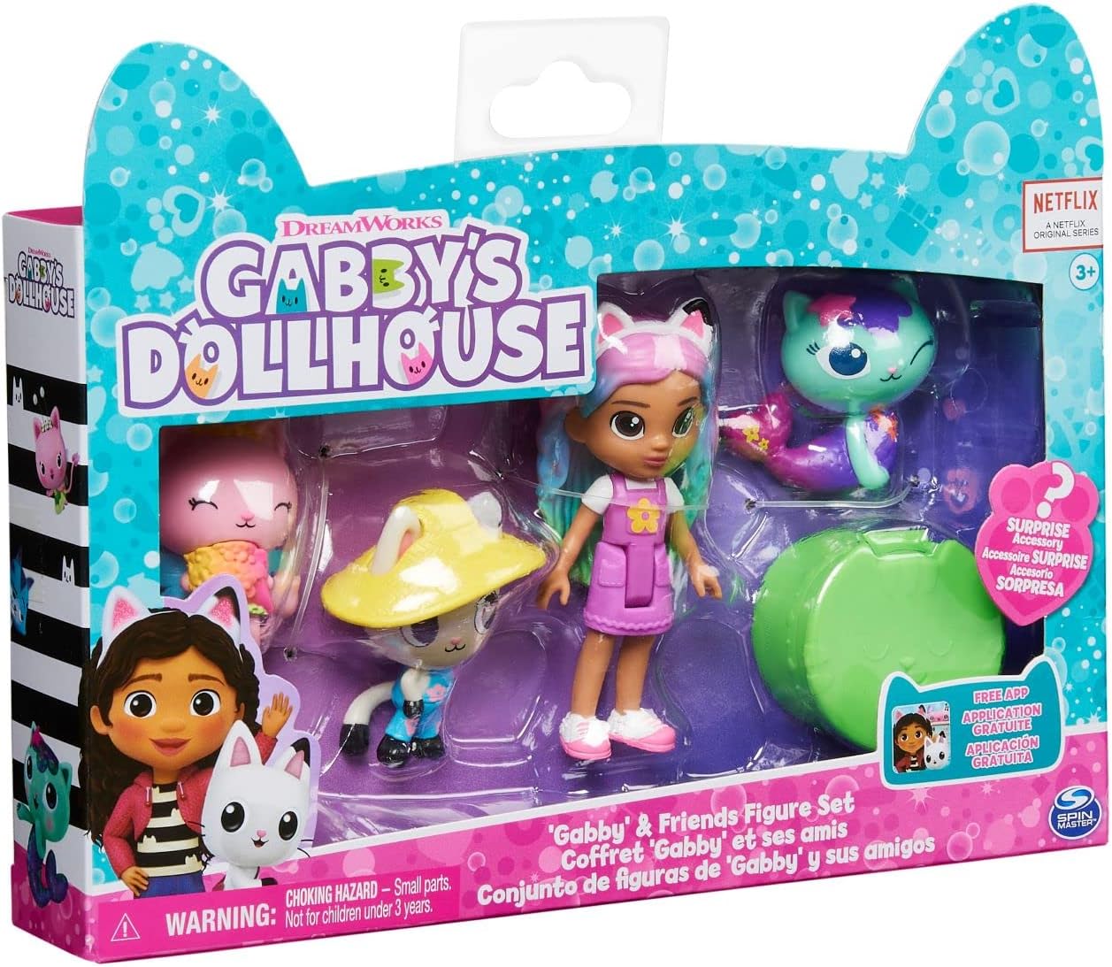 Gabby's Dollhouse 6065350 Friends Set with Rainbow Gabby Doll, Figures and Surprise Accessory 6