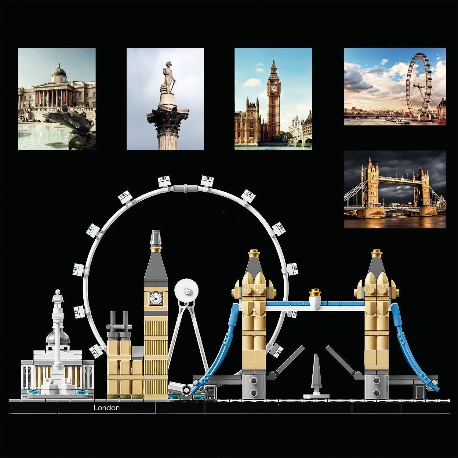LEGO Architecture Skyline London 21034 - Big Ben, Tower Bridge, London Eye Building Set 3