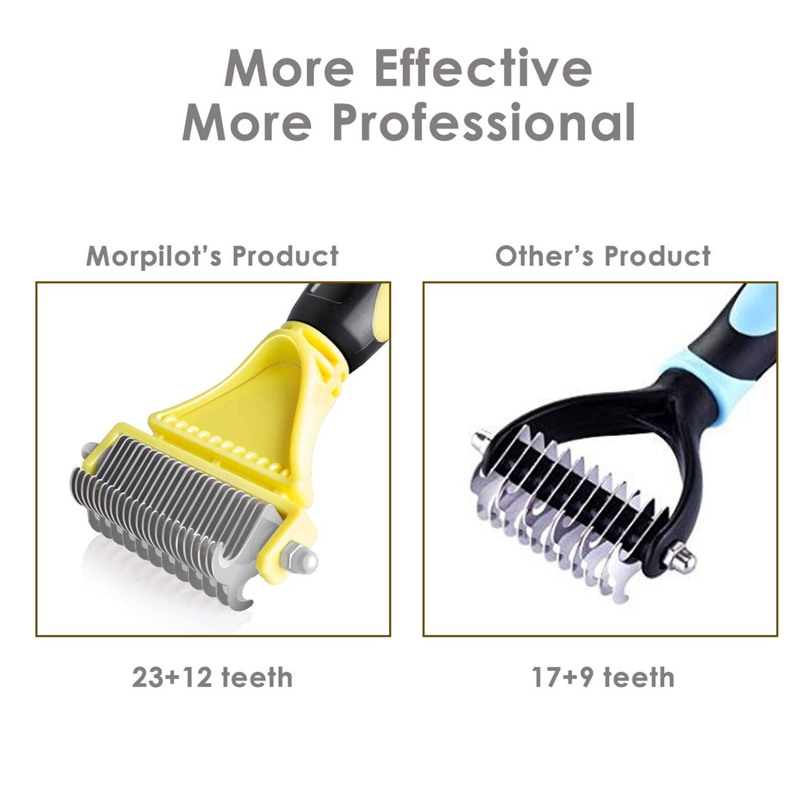 morpilot Double Sided Undercoat Rake Dematting Tool | 23+12 Teeth | Reduces Hair Loss up to 90% 6