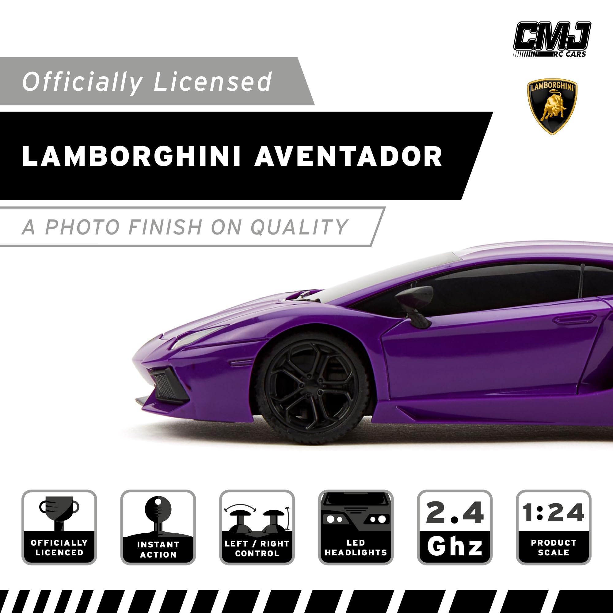 CMJ RC Lamborghini LP700-4 1:24 Scale Remote Control Car - 2.4GHz, LED Lights, Spring Suspension 6