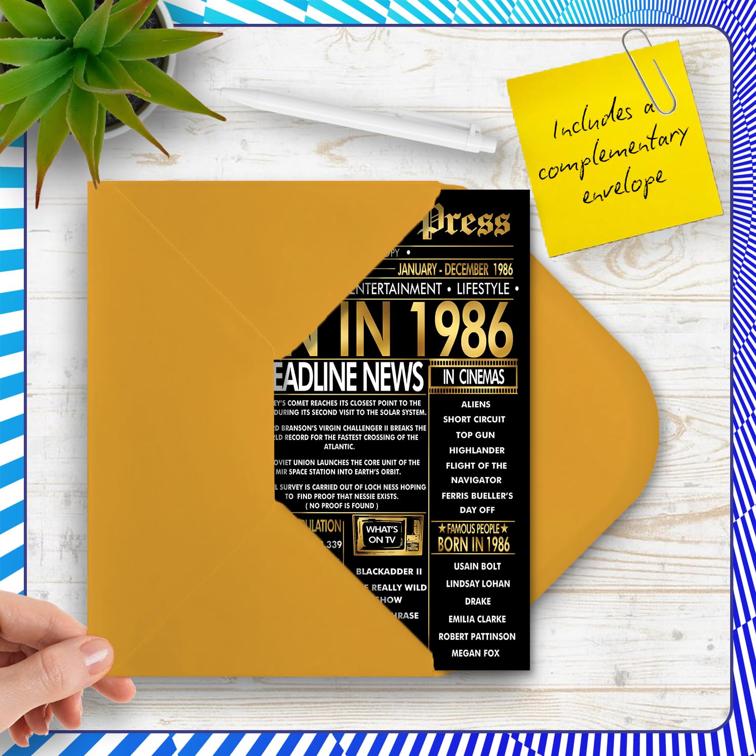 Stuff4 40th Birthday Card for Men Women - Newspaper Design Born in 1986 | 5x7 Inch 5