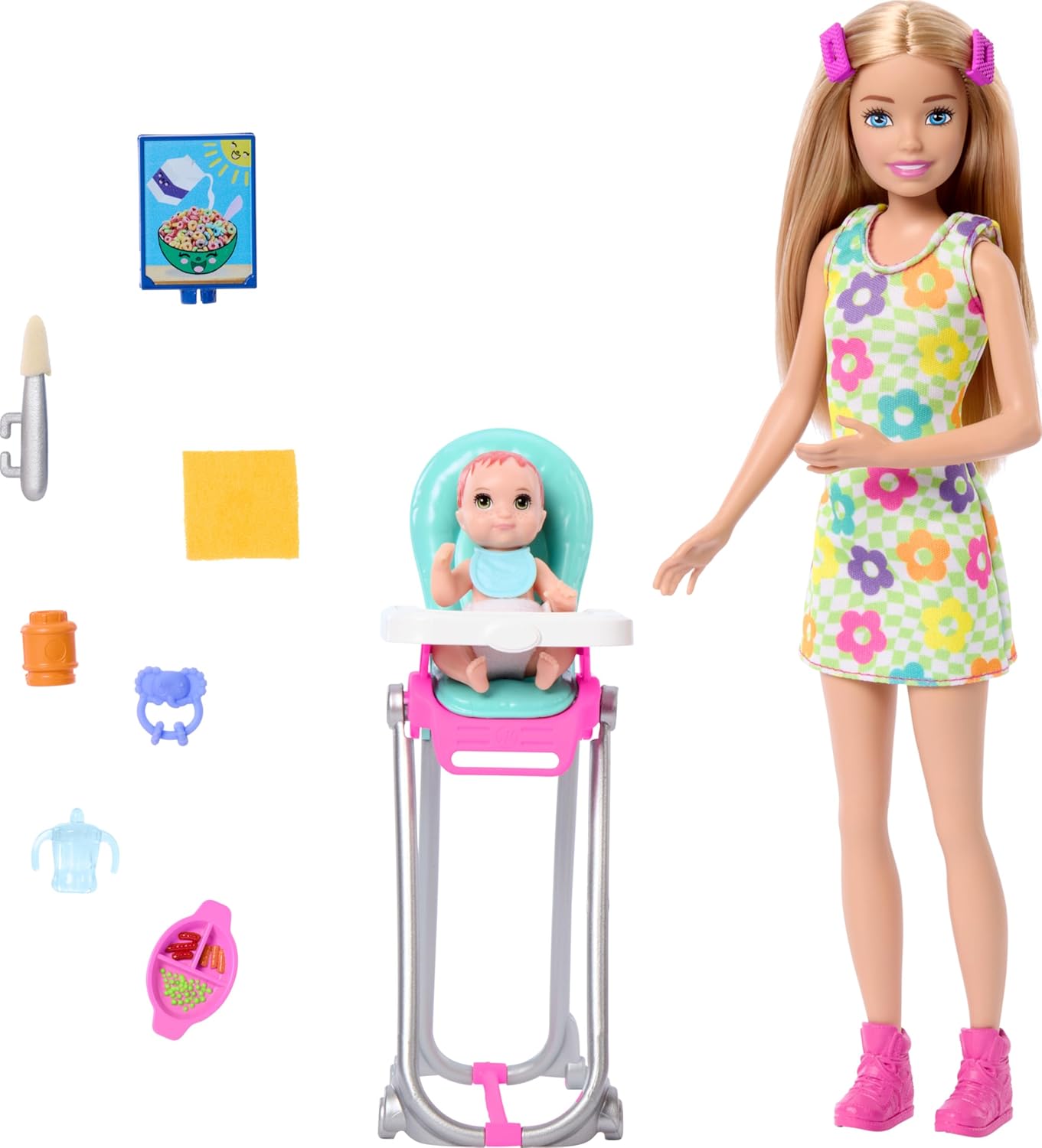 Barbie Skipper Babysitters Inc. Doll & Playset - 10-Piece Interactive Feeding Set for Kids
