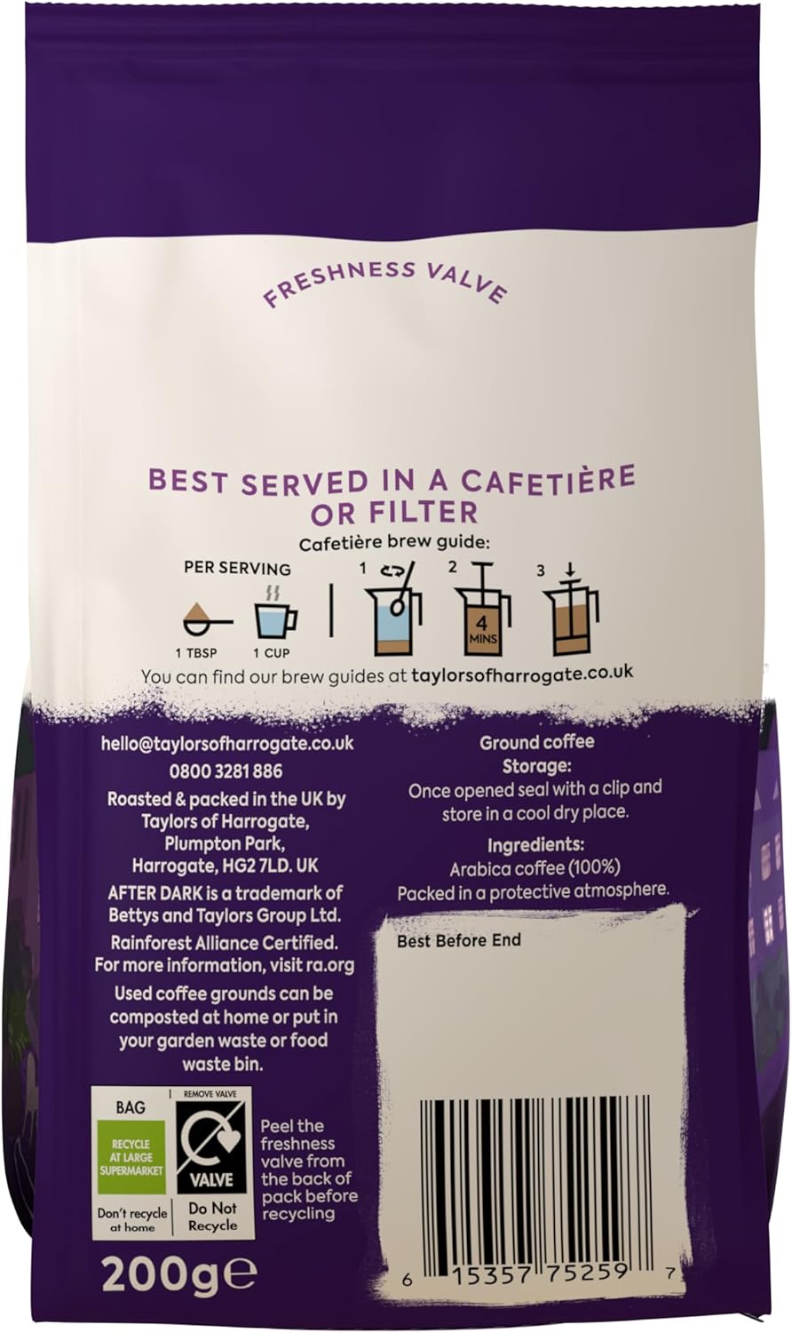 Taylors of Harrogate After Dark Ground Coffee, 200g (Pack of 6 - Total 1.2kg) 4