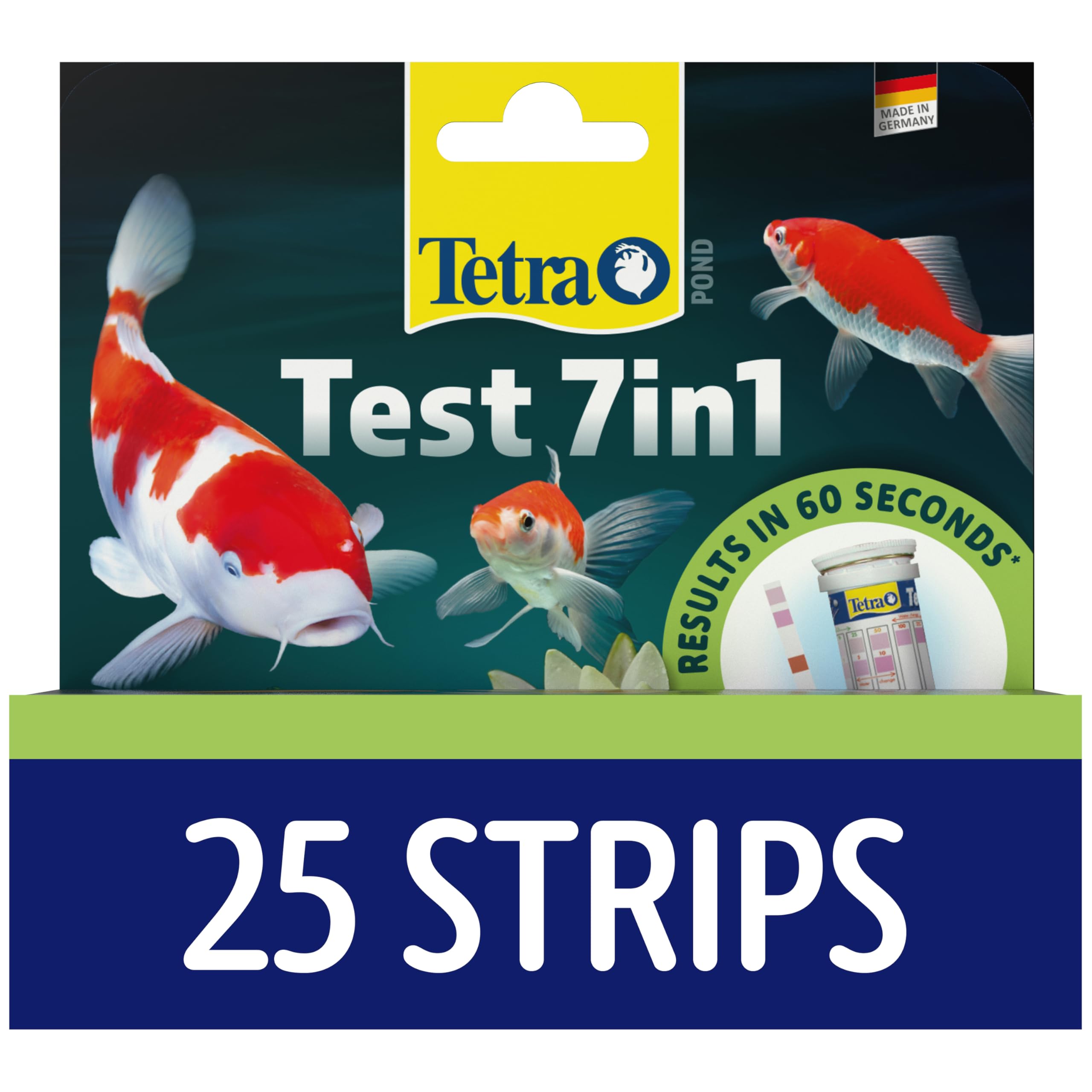 Tetra 7in1 Pond Water Testing Kit - Measures pH, KH, Nitrite, Nitrate, GH, CO2, Chlorine | 25 Strips