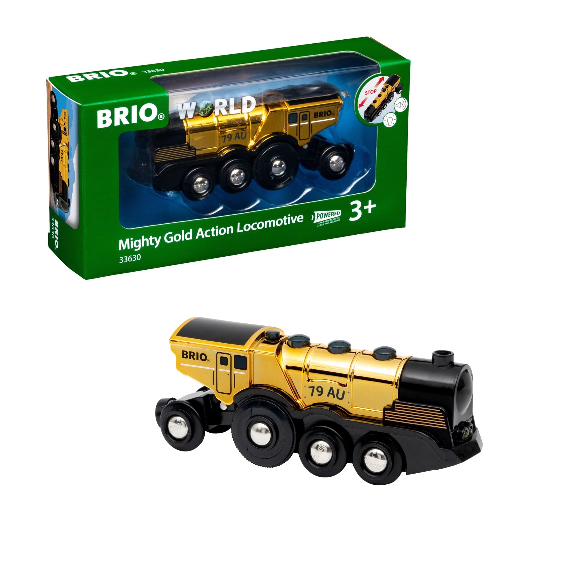 BRIO Mighty Gold Action Locomotive Battery-Powered Wooden Toy Train for Kids - BRIO World Add-On 7