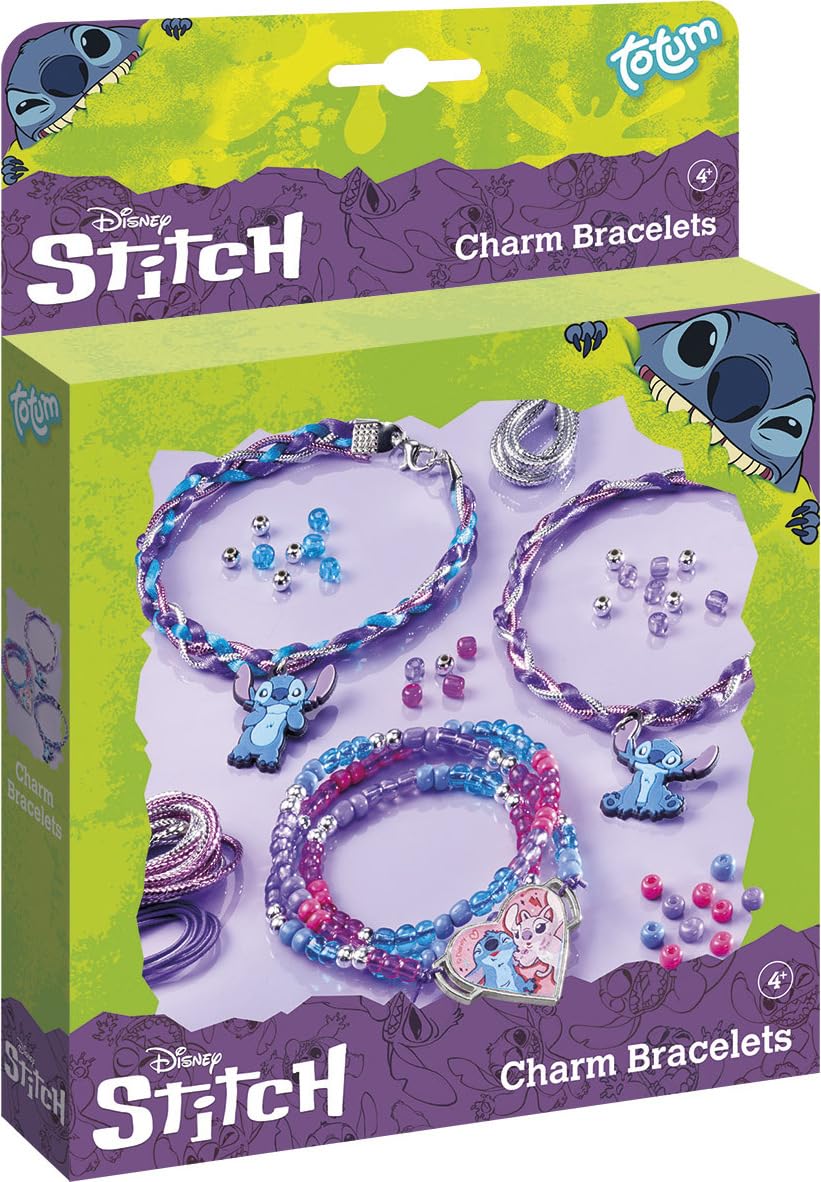 Totum Stitch Disney Charm Bracelet - DIY Glass Bead Bracelet Set for Kids