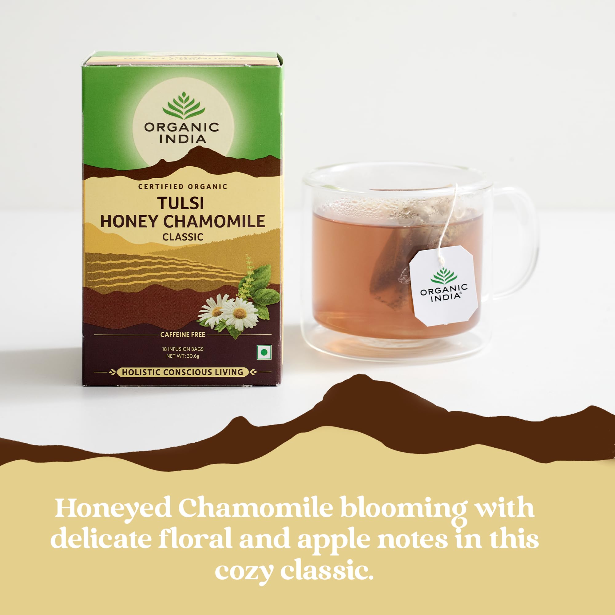 Organic India Tulsi Honey Chamomile Tea, Caffeine-Free, Certified Organic, Plant-Based, 175g 5