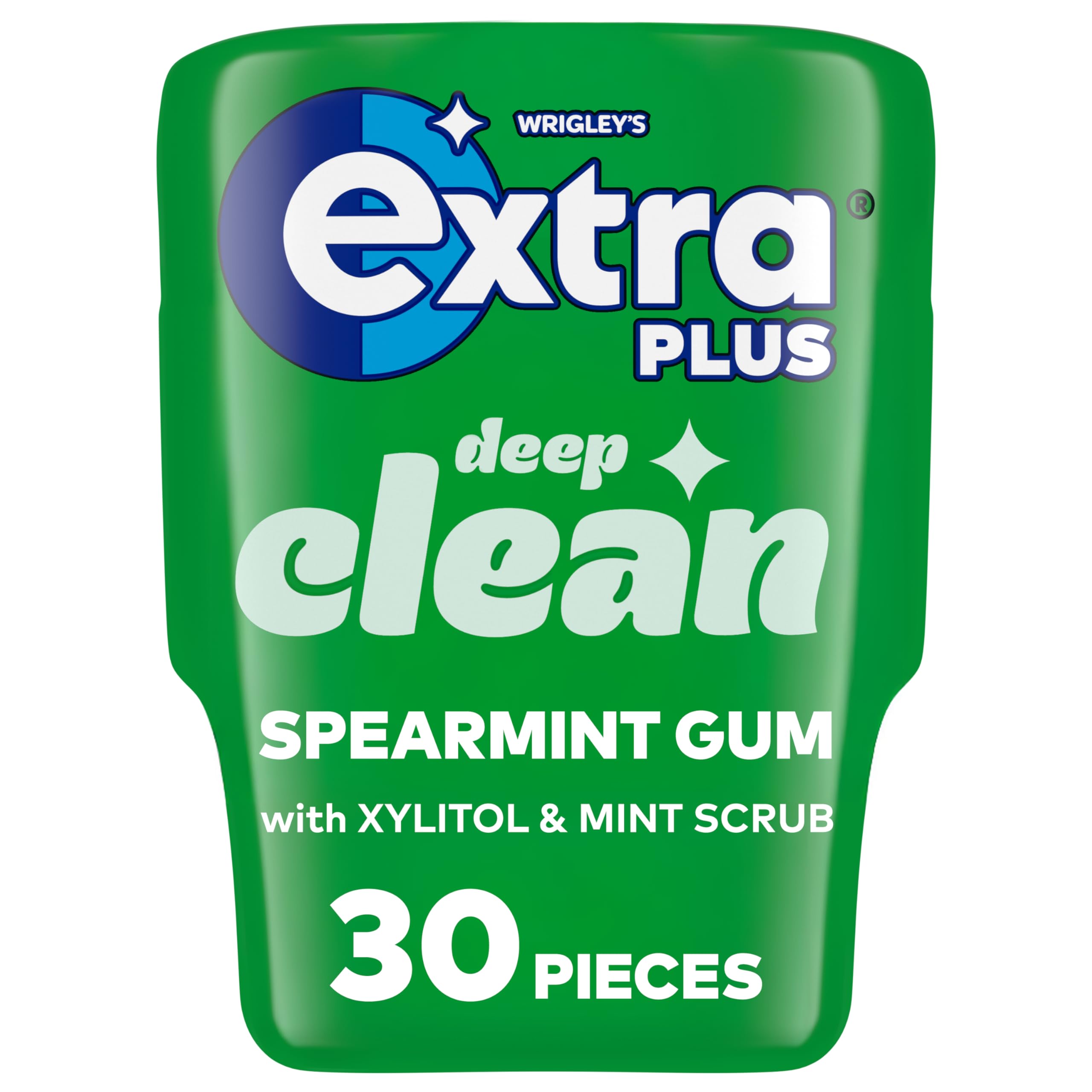 Extra Deep Clean Mint Scrub Sugar Free Chewing Gum | 30 Pieces Bottle