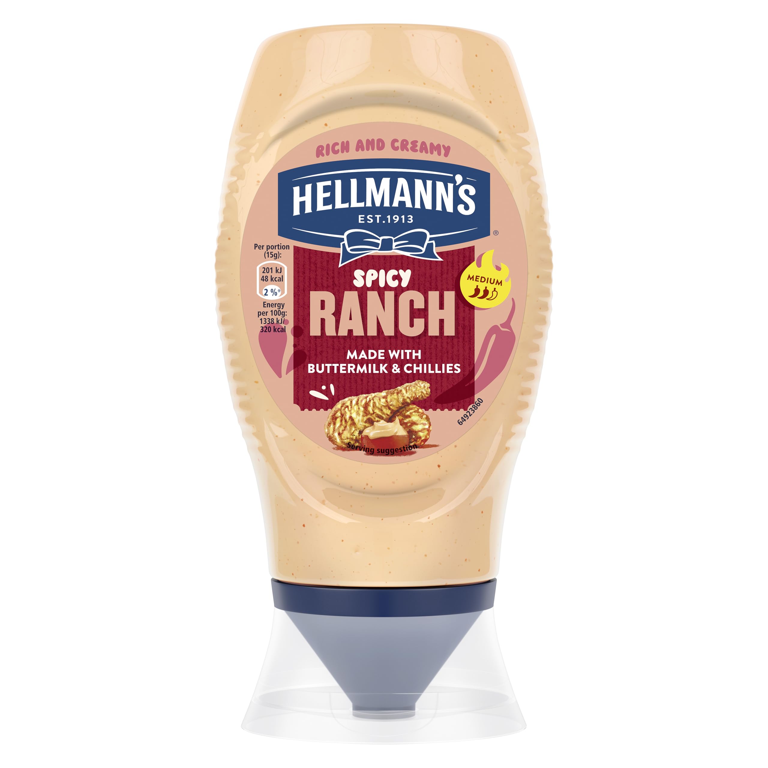 Hellmann's Spicy Ranch Sauce - Creamy Buttermilk & Chilli Sauce, 100% Recyclable Bottle