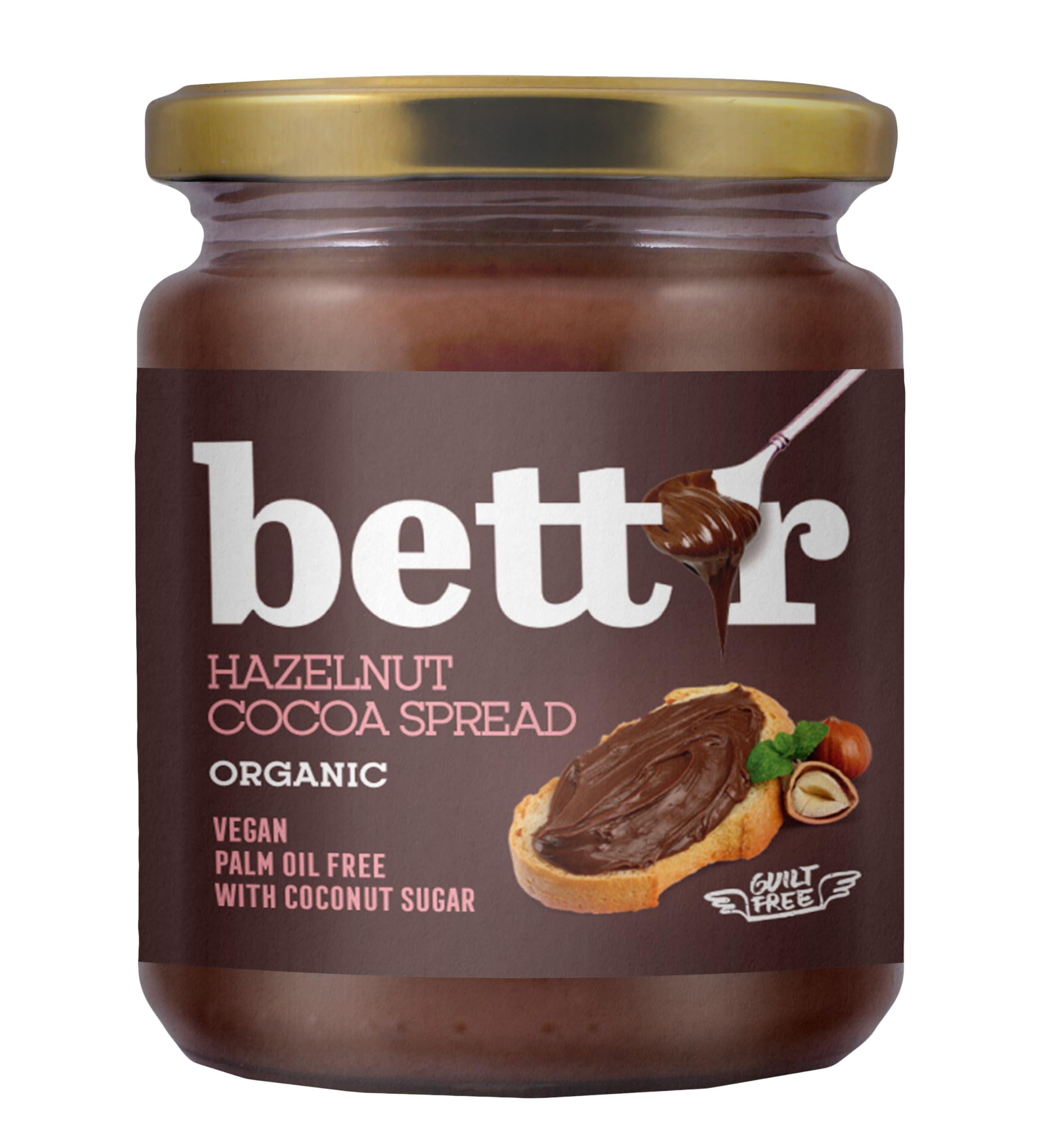 Bett"r Hazelnut Cocoa Cream - Organic Vegan Spread, Palm Oil Free, 100% Plant-Based