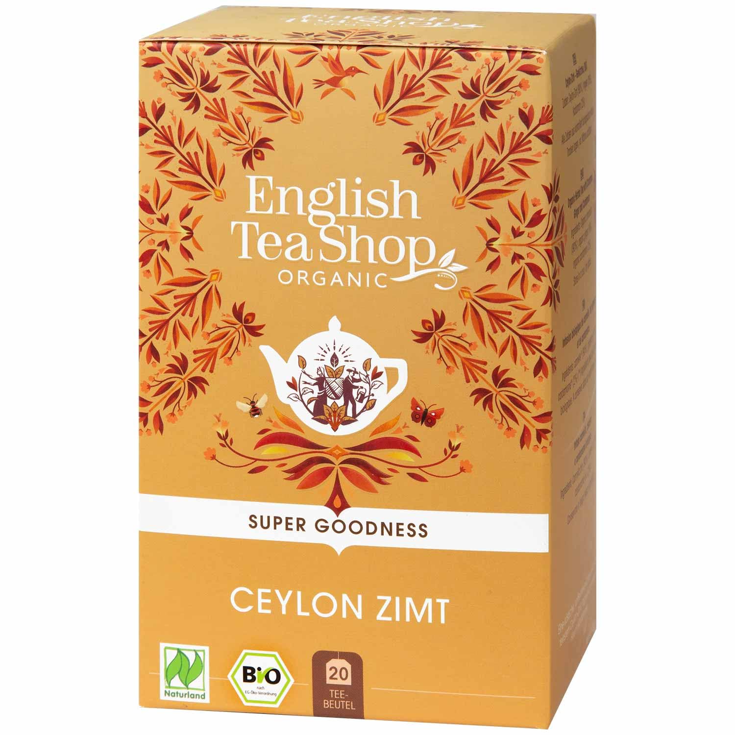 English Tea Shop Organic Ceylon Cinnamon Herbal Tea - 20 Compostable Sachets, 35 g