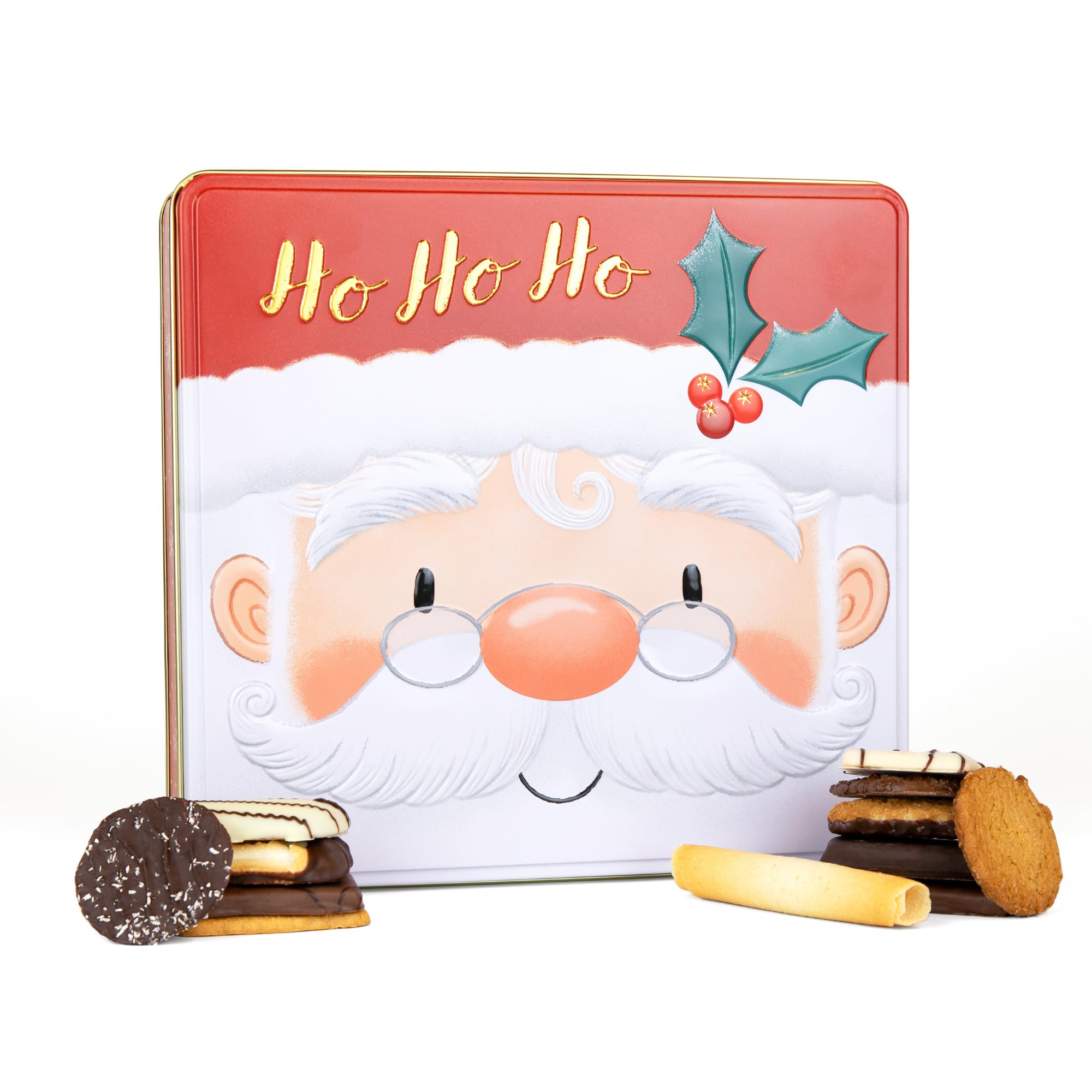 The Silver Crane Co. Santa Belgian Biscuits Square Tin - Christmas Chocolate Biscuit Gift Set 7