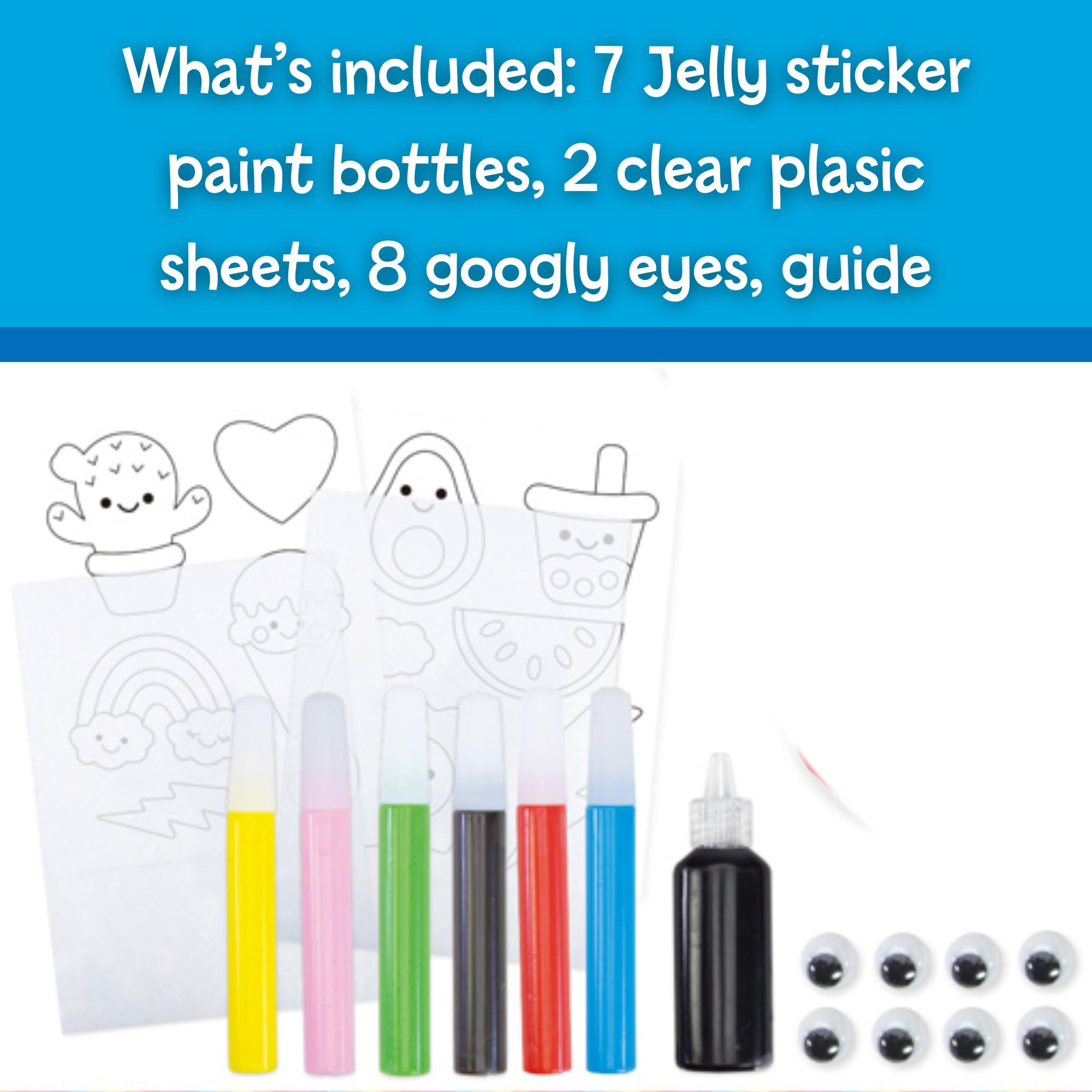Galt Jelly Stickers Craft Kit - Kids Make Their Own Colourful Stickers with Googly Eyes 4