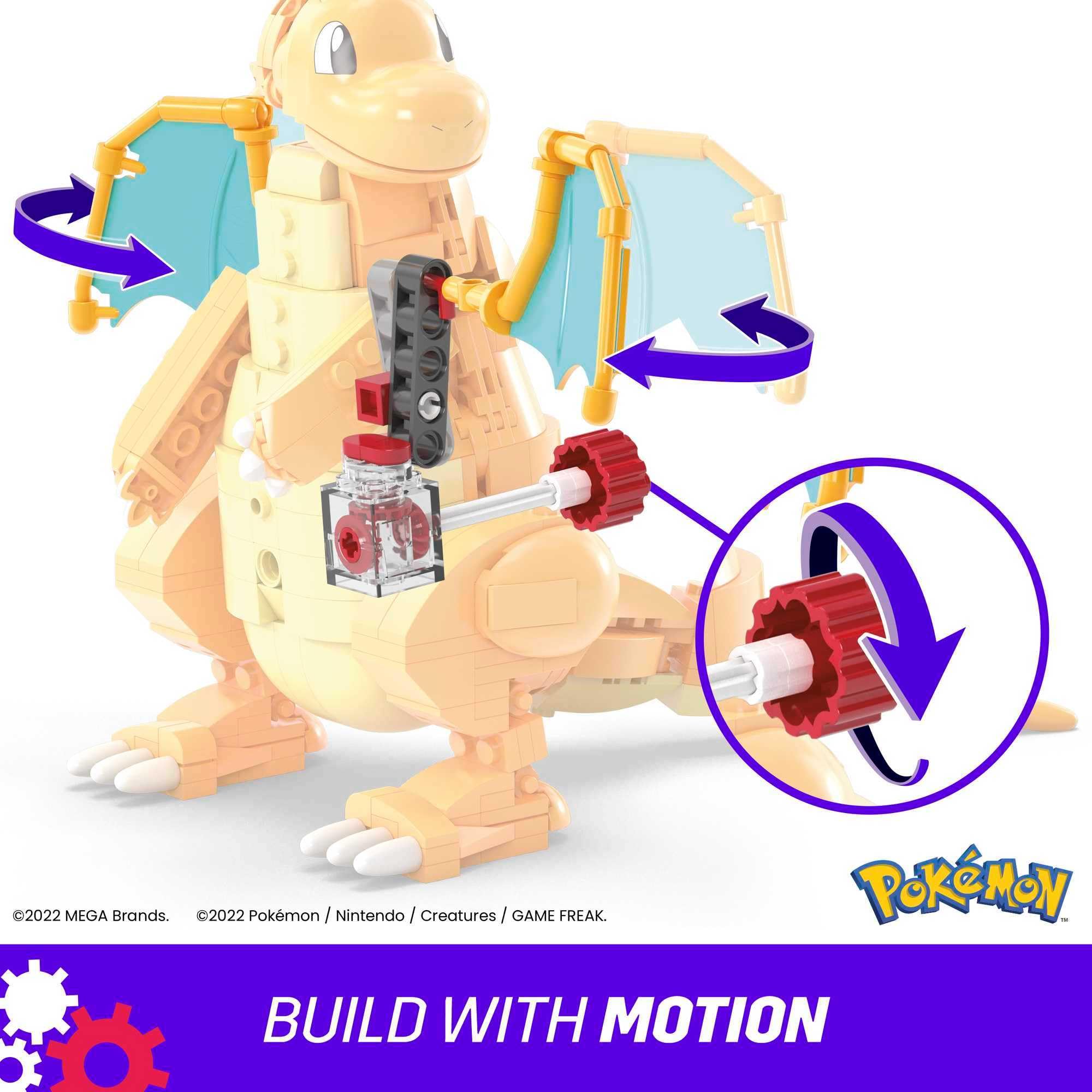 MEGA Pokémon Dragonite Building Set - 387-Piece Buildable & Posable Figure with Motion Brick 7