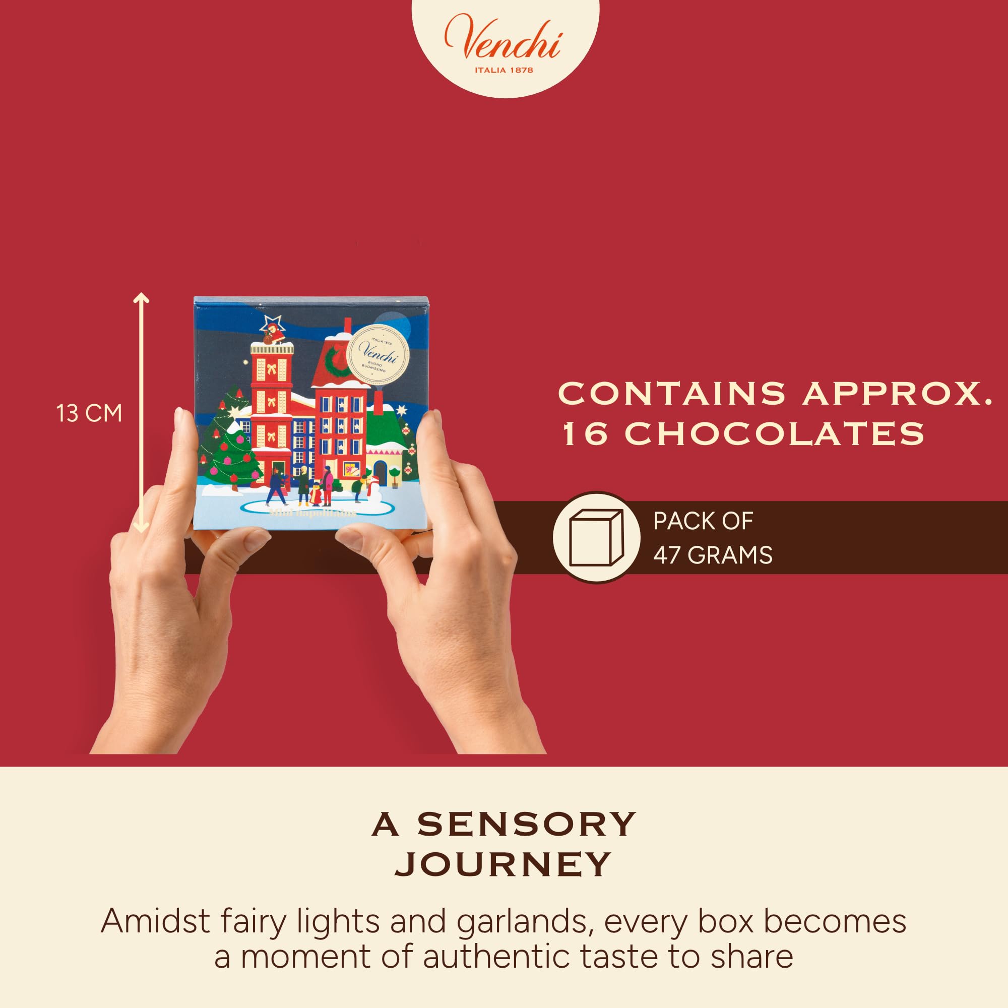 Venchi Gift Box with 16 Dark Mini Blend Chocolates | 60%, 75%, 90% Cocoa | 1.7 oz 5