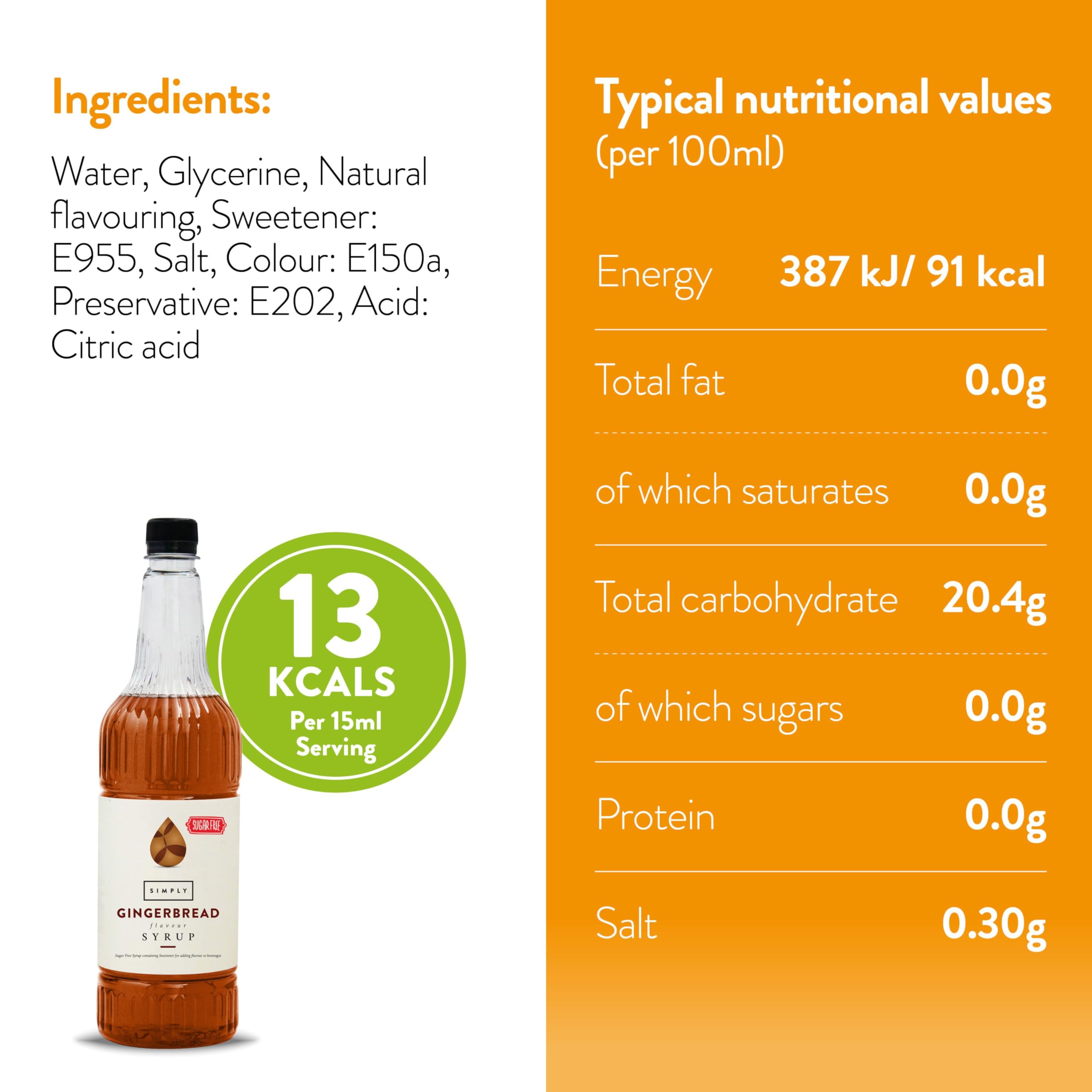 Simply – Zuckerfreier Lebkuchensirup, kalorienarmer, veganer und nussfreier aromatisierter Sirup für Kaffee, Cocktails und Backen (1 Liter) 4