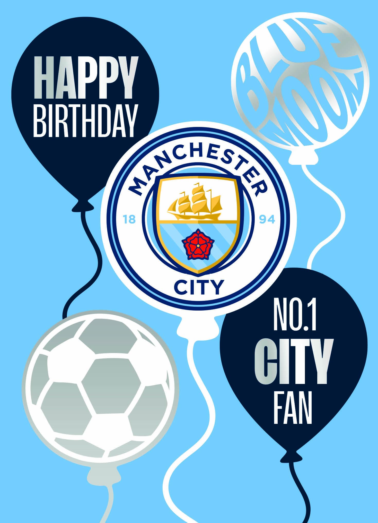 Danilo Promotions LTD Manchester City FC Birthday Card | Standard Size | Multi-Colour 1