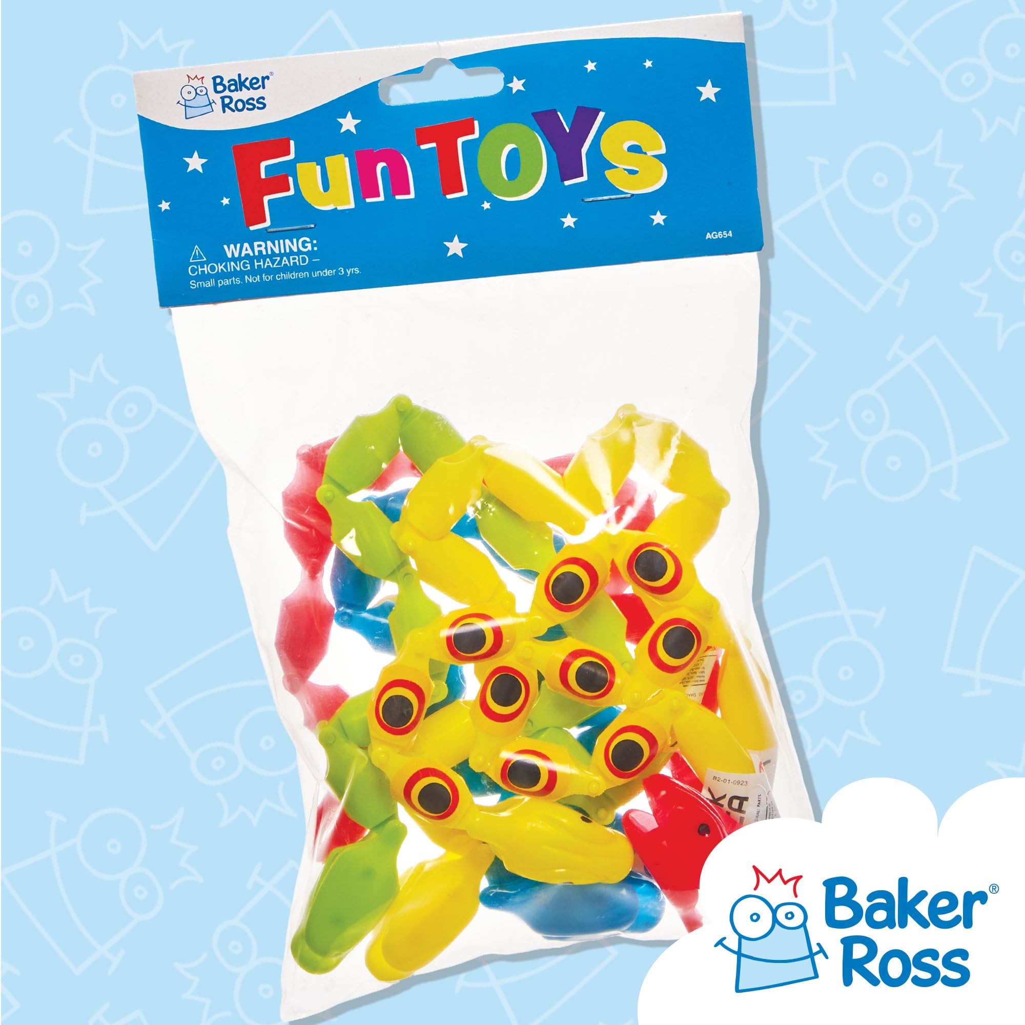 Baker Ross Jointed Wiggly Snakes - Pack of 10 Assorted Colour Party Favours | 36cm Long 5