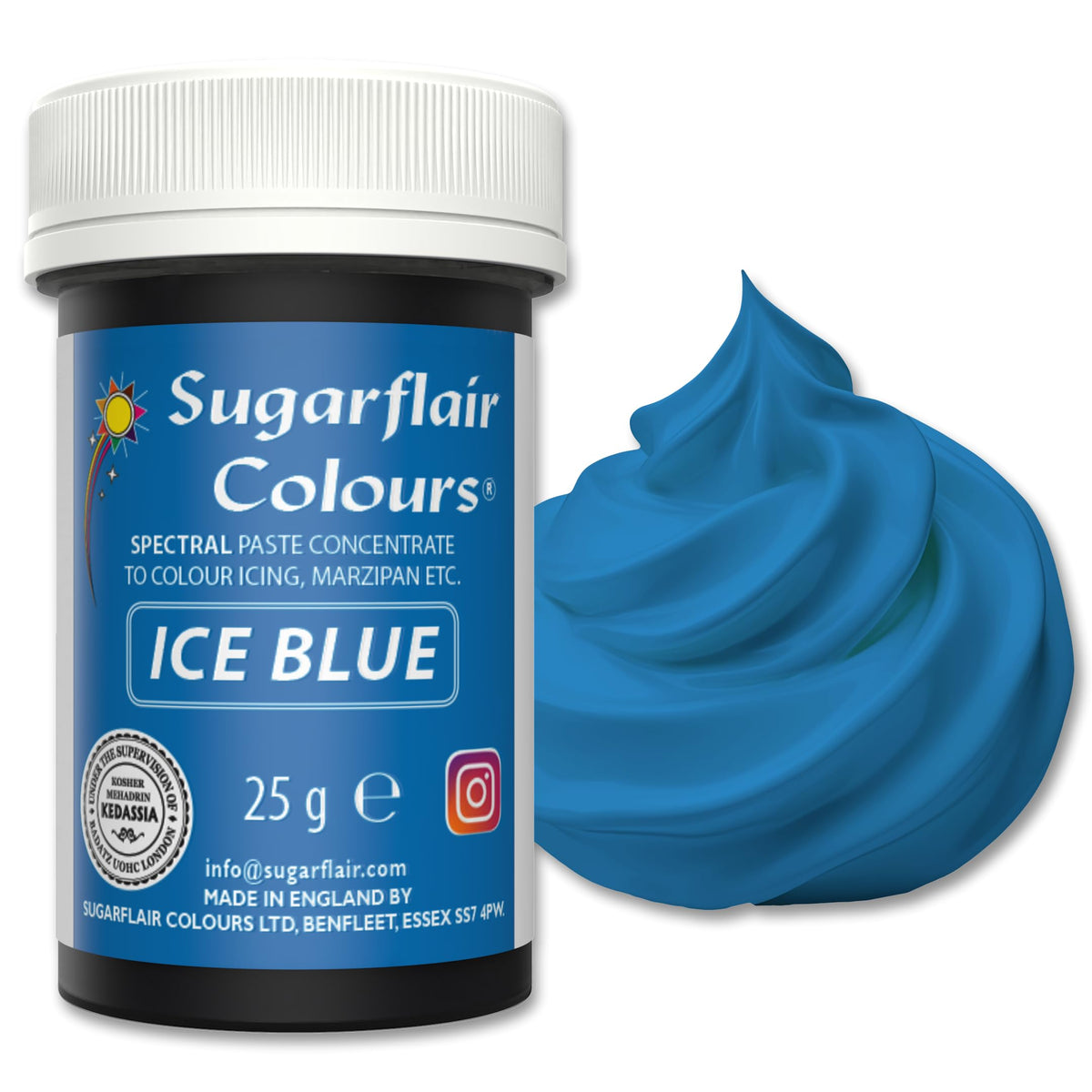 Sugarflair Colours Ice Blue Food Colouring Paste - Highly Concentrated | 25g | Bake-Stable