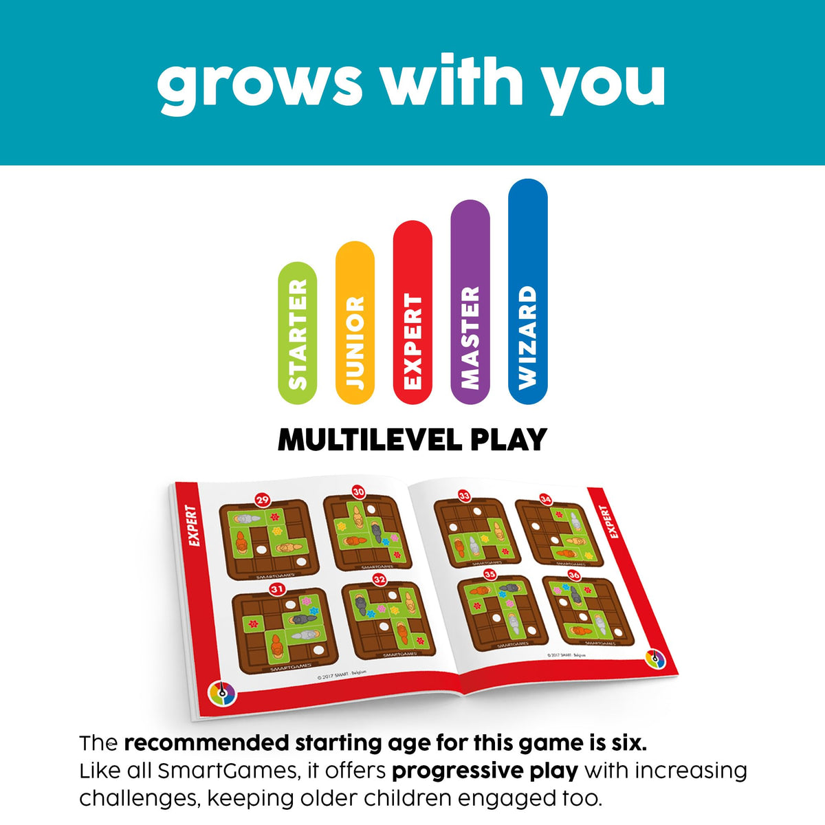 SmartGames Squirrels Go Nuts Sliding Puzzle Game - 60 Challenges - Ages 36 Months–6 Years