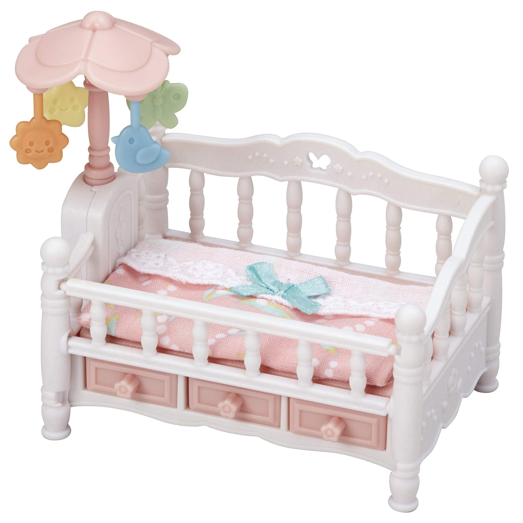 Sylvanian Families Crib with Mobile - Sleeps Triplets | Includes 11 Pieces | Model 5534