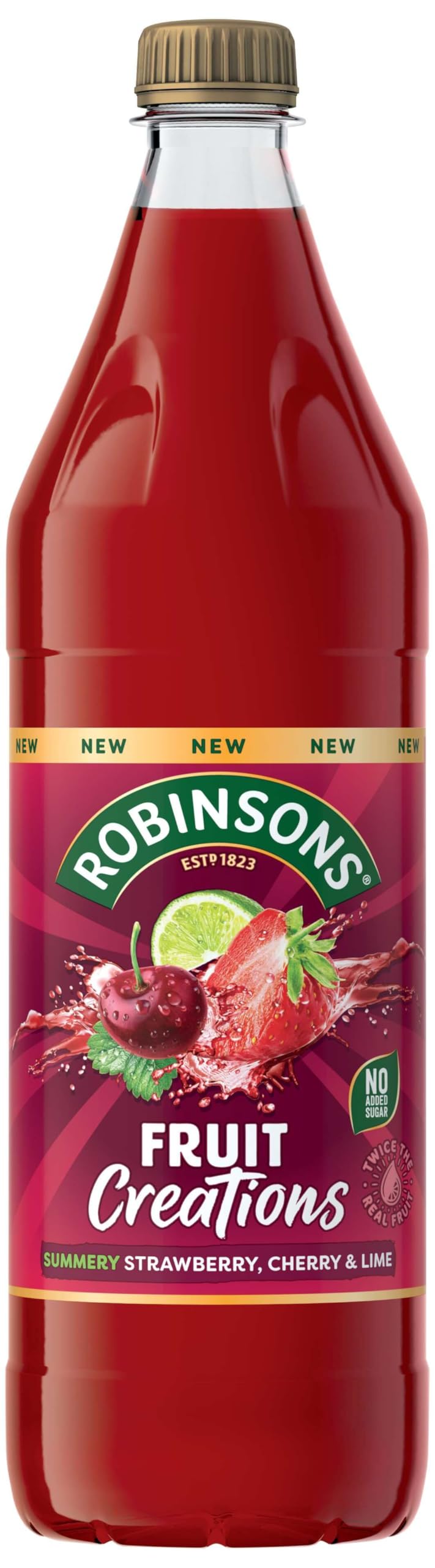 Robinsons Fruit Creations Real Fruit Squash Strawberry, Cherry & Lime | 1L Squash | No Added Sugar