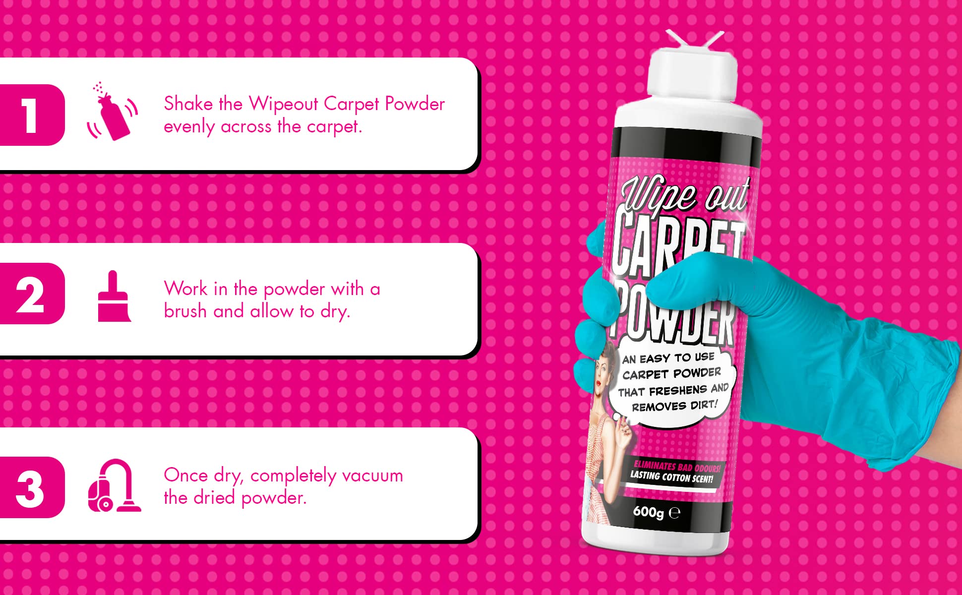 Wipeout - Magic Carpet Powder 600g | Flecken- und Geruchsentferner für Teppiche und Stoffe 3