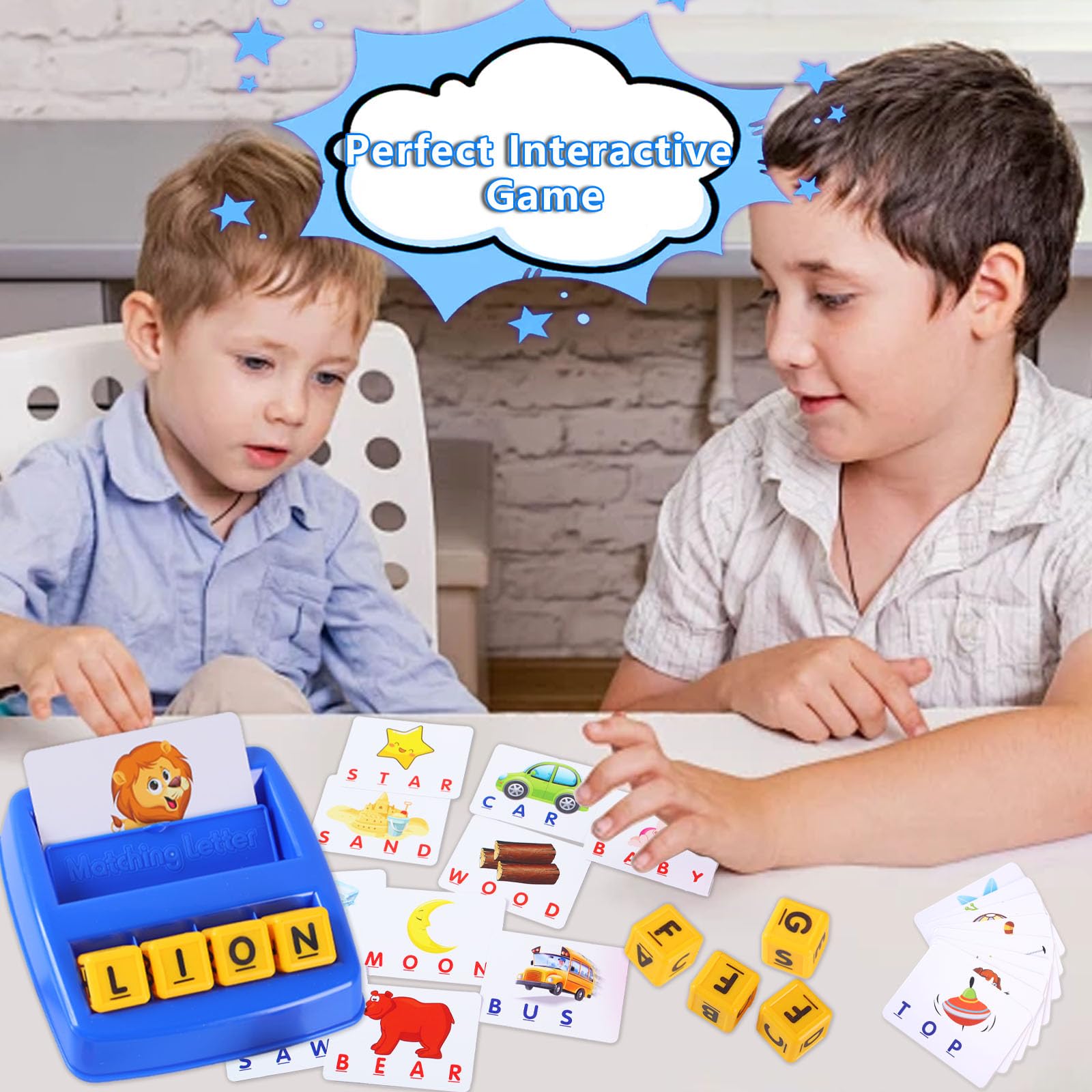 MOXYOY Educational Spelling Matching Game - Learning Toy for Kids Ages 3+ 4