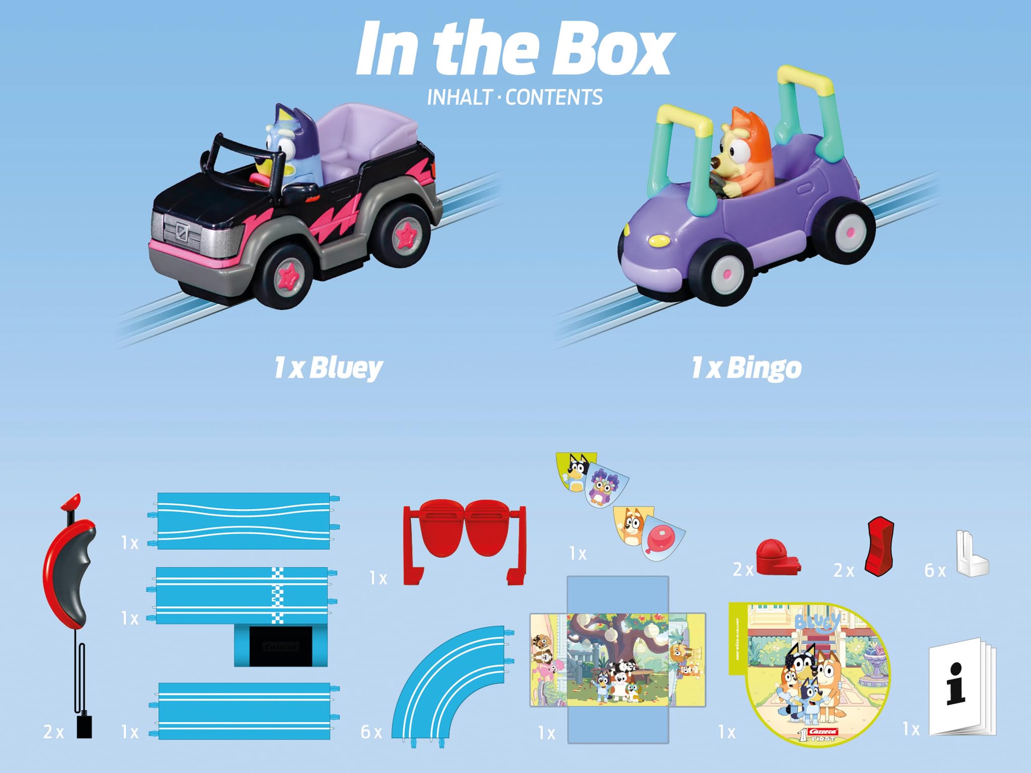 Carrera FIRST Bluey Let's Go Slot Racing Track - Battery Operated Playset for Toddlers 3+ 3